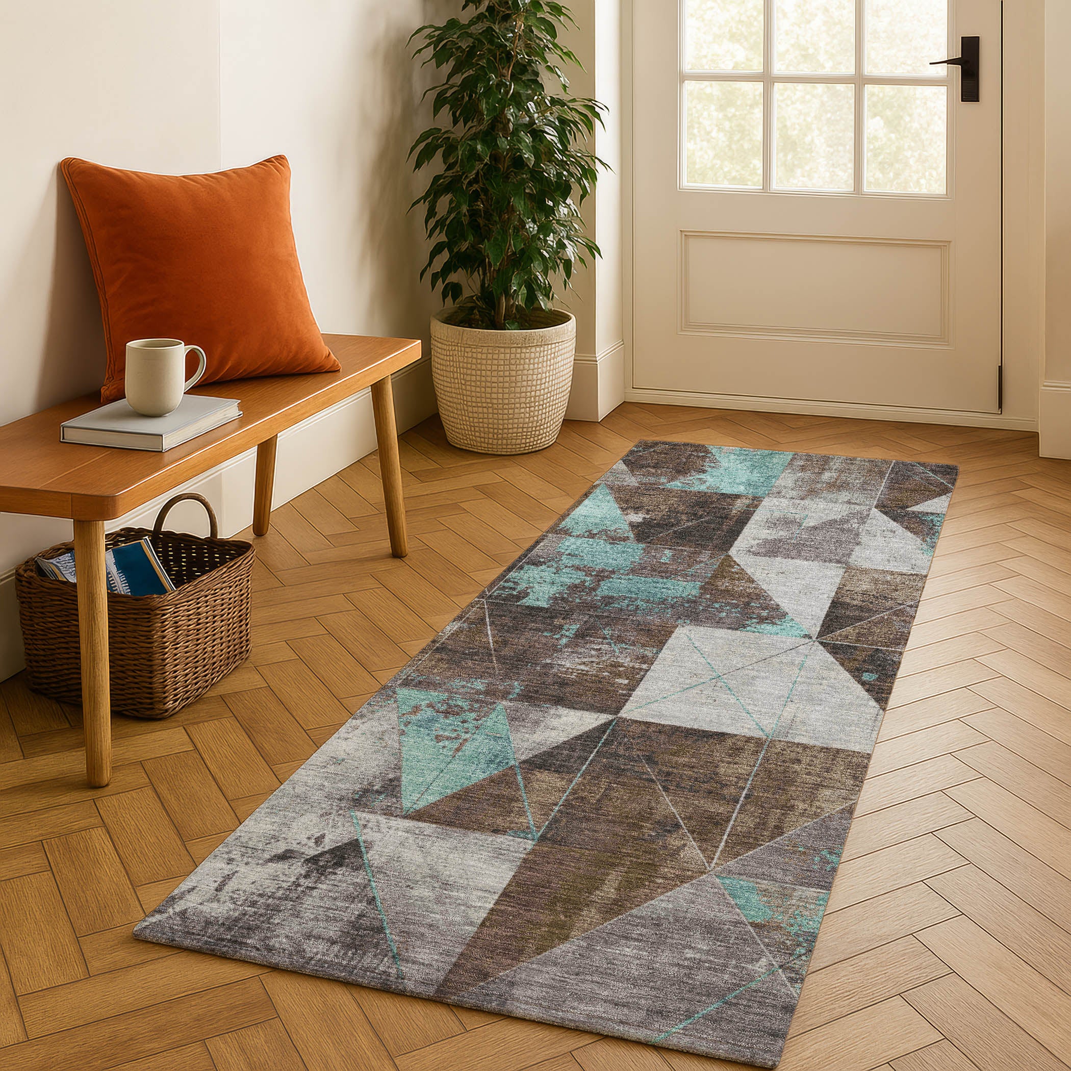 Lucerne Machine Washable Transitional Chocolate Brown Rug 2'3" x 7'6" #shape_Runner