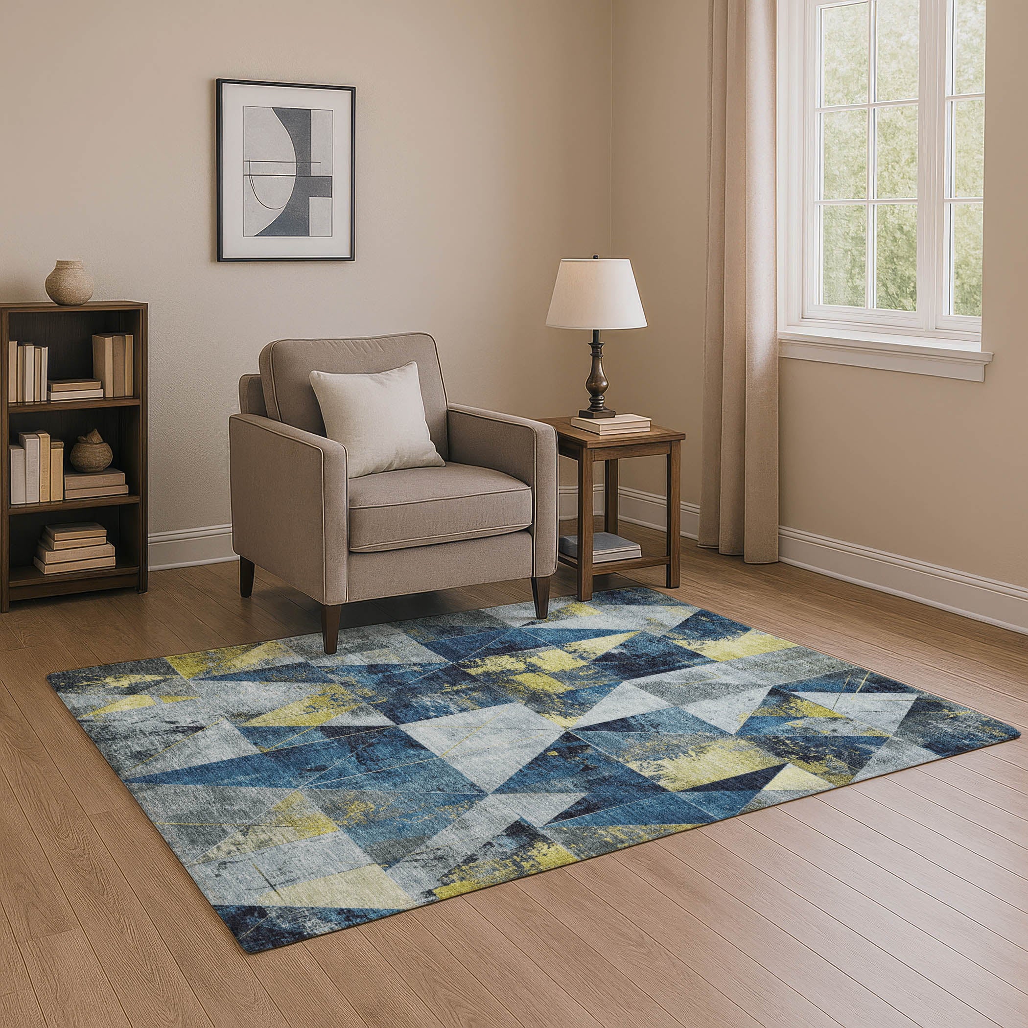 Lucerne Machine Washable Transitional Navy Blue Rug 2'6" x 3'10" #shape_Rectangle