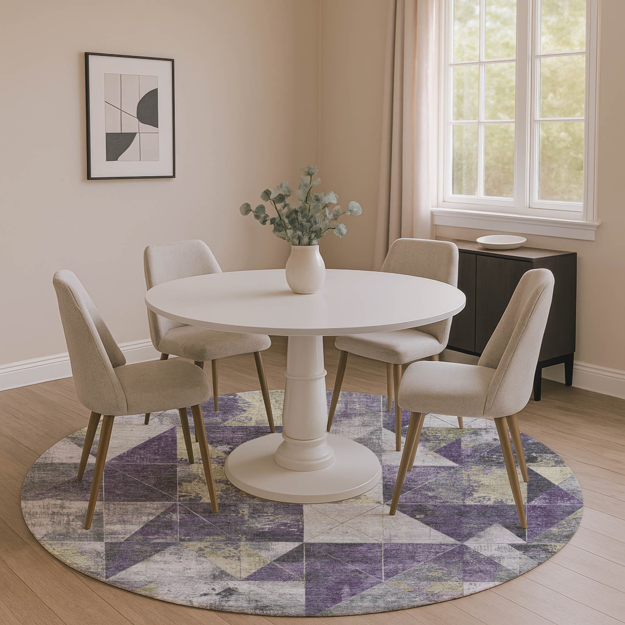 Lucerne Machine Washable Transitional Purple Rug 8' x 8' #shape_Round