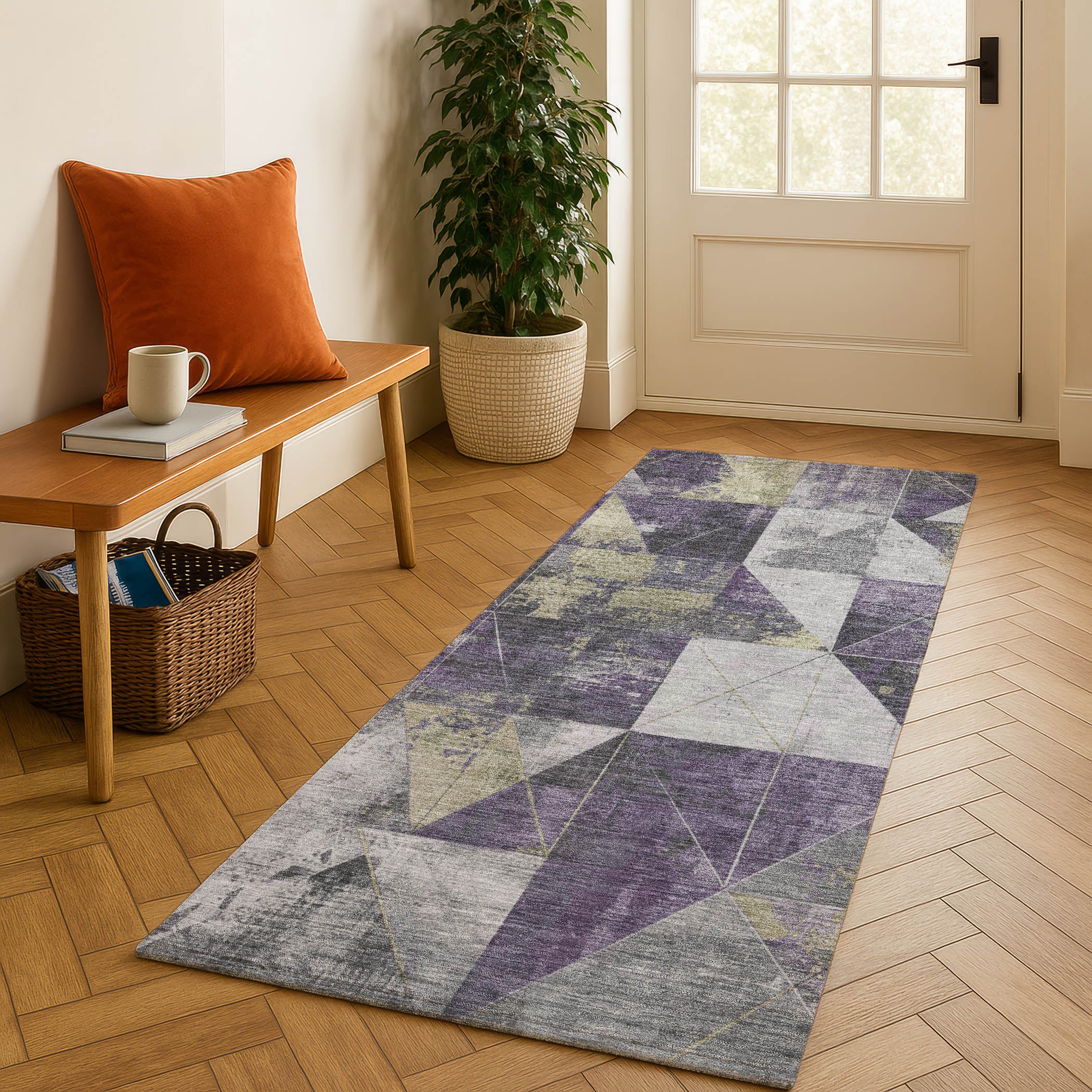 Lucerne Machine Washable Transitional Purple Rug 2'3" x 7'6" #shape_Runner