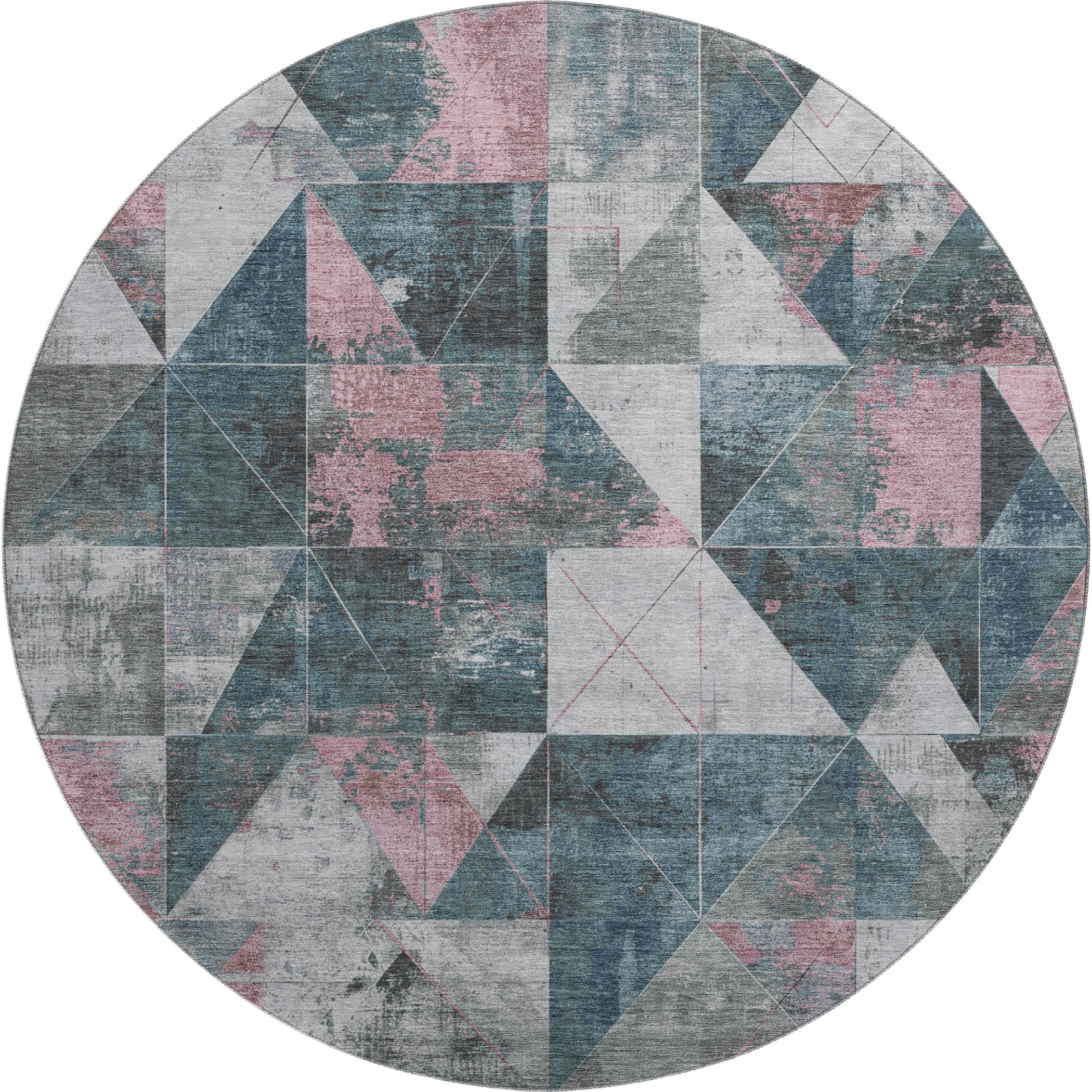 Lucerne Machine Washable Transitional Seafoam Blue Rug 8' x 8' #shape_Round
