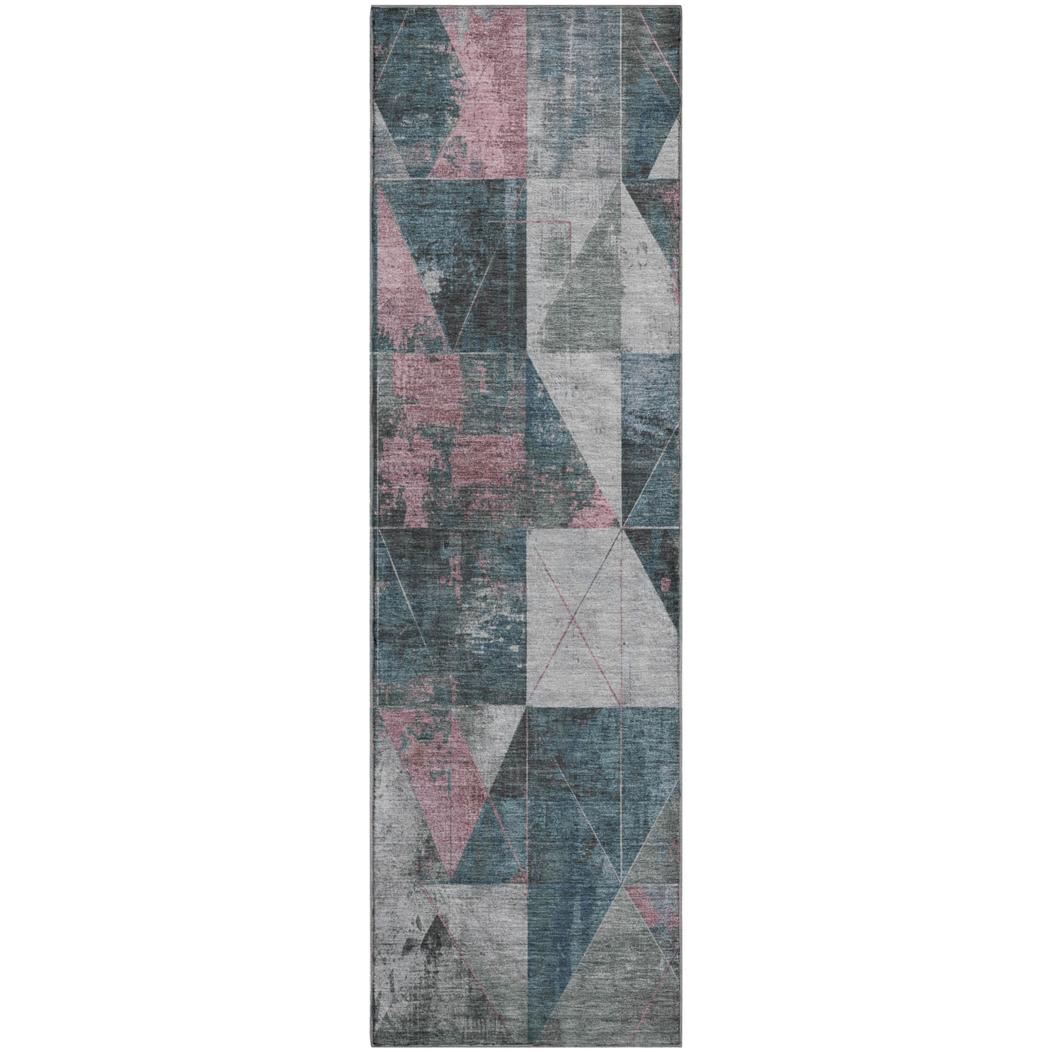Lucerne Machine Washable Transitional Seafoam Blue Rug 2'3" x 7'6" #shape_Runner