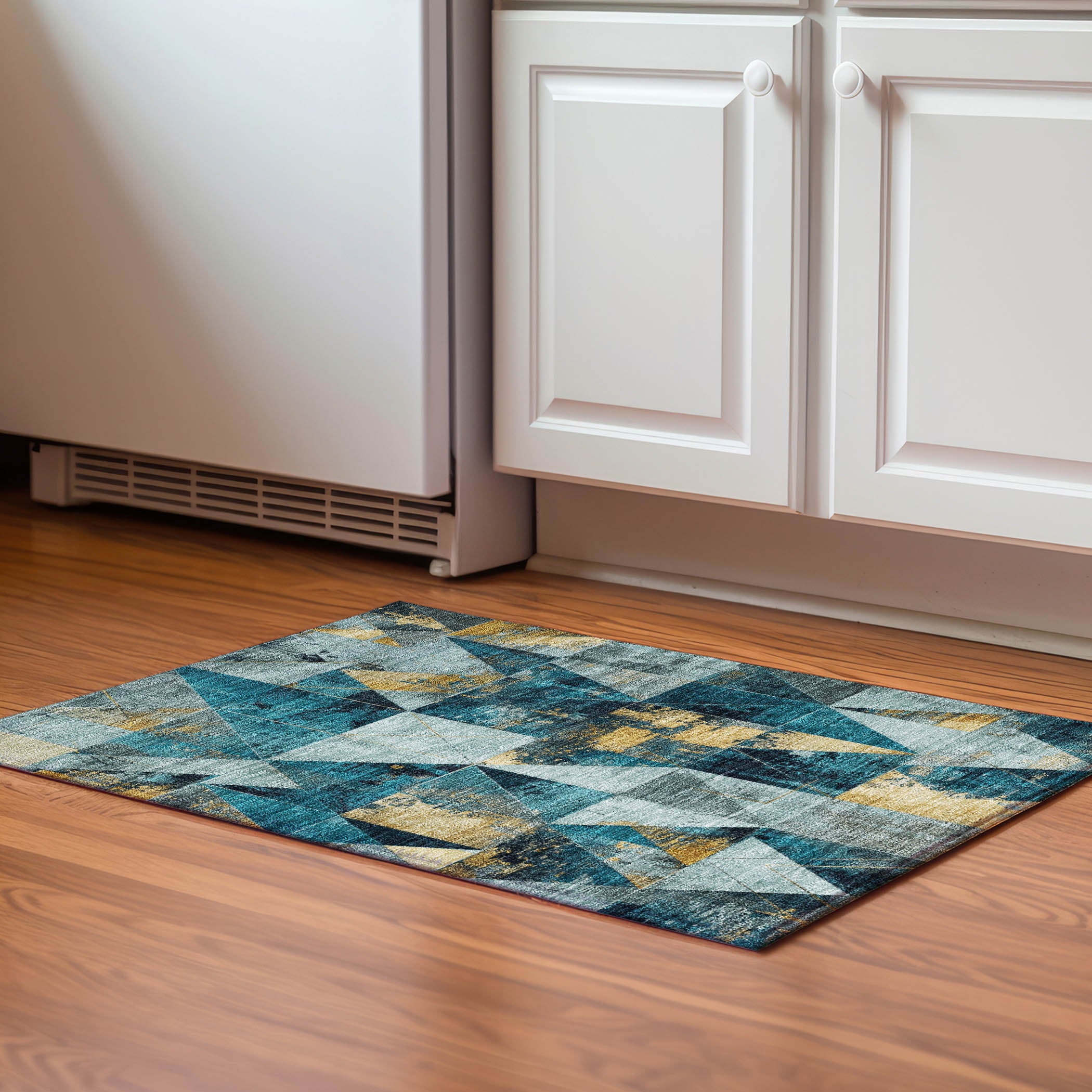 Lucerne Machine Washable Transitional Teal Rug 1'8" x 2'6" #shape_Rectangle