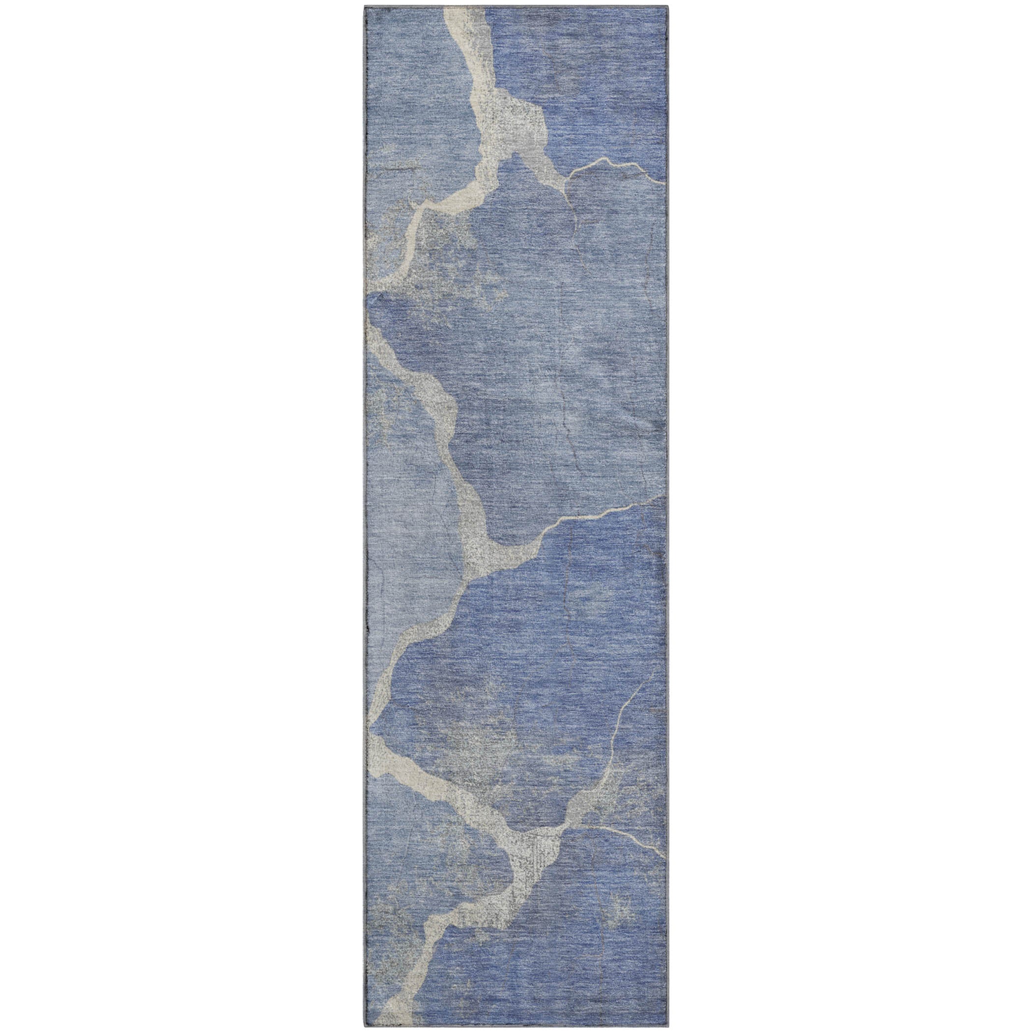 Hoi An Machine Washable Transitional Denim Blue Rug 2'3" x 7'6" #shape_Runner