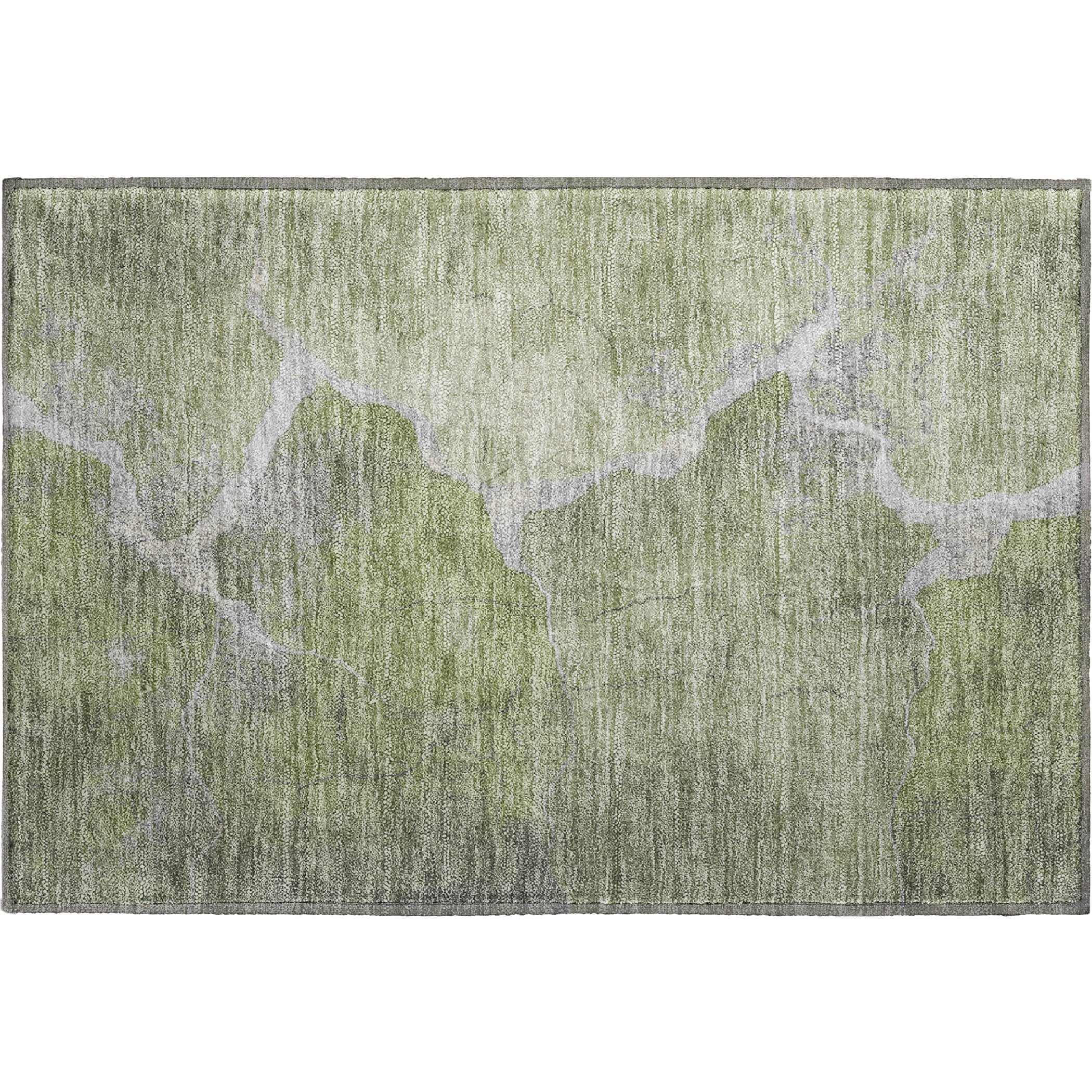 Hoi An Machine Washable Transitional Green Rug 1'8" x 2'6" #shape_Rectangle