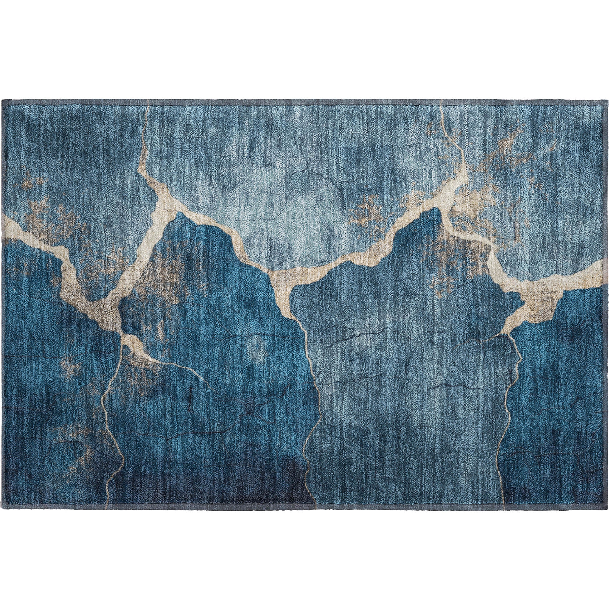 Hoi An Machine Washable Transitional Navy Blue Rug 1'8" x 2'6" #shape_Rectangle