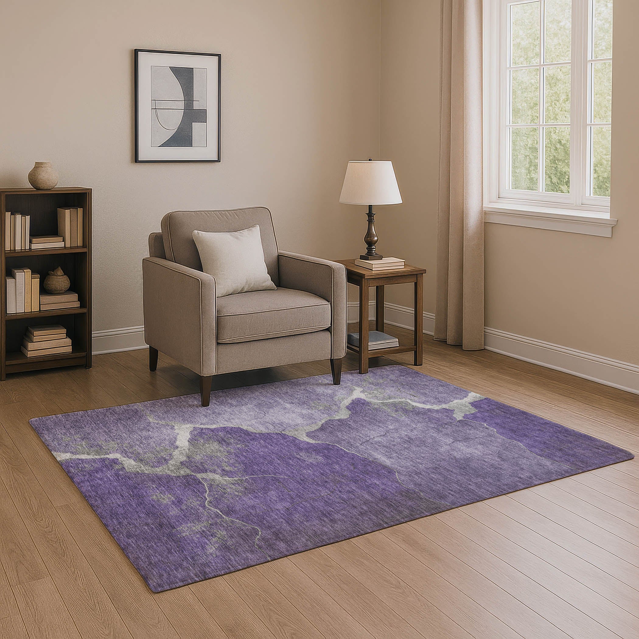Hoi An Machine Washable Transitional Purple Rug 2'6" x 3'10" #shape_Rectangle