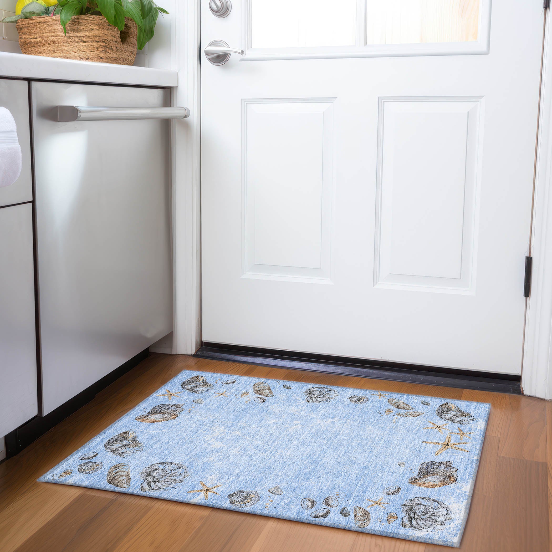 Florence Machine Washable Coastal Blue Rug 1'8" x 2'6" #shape_Rectangle