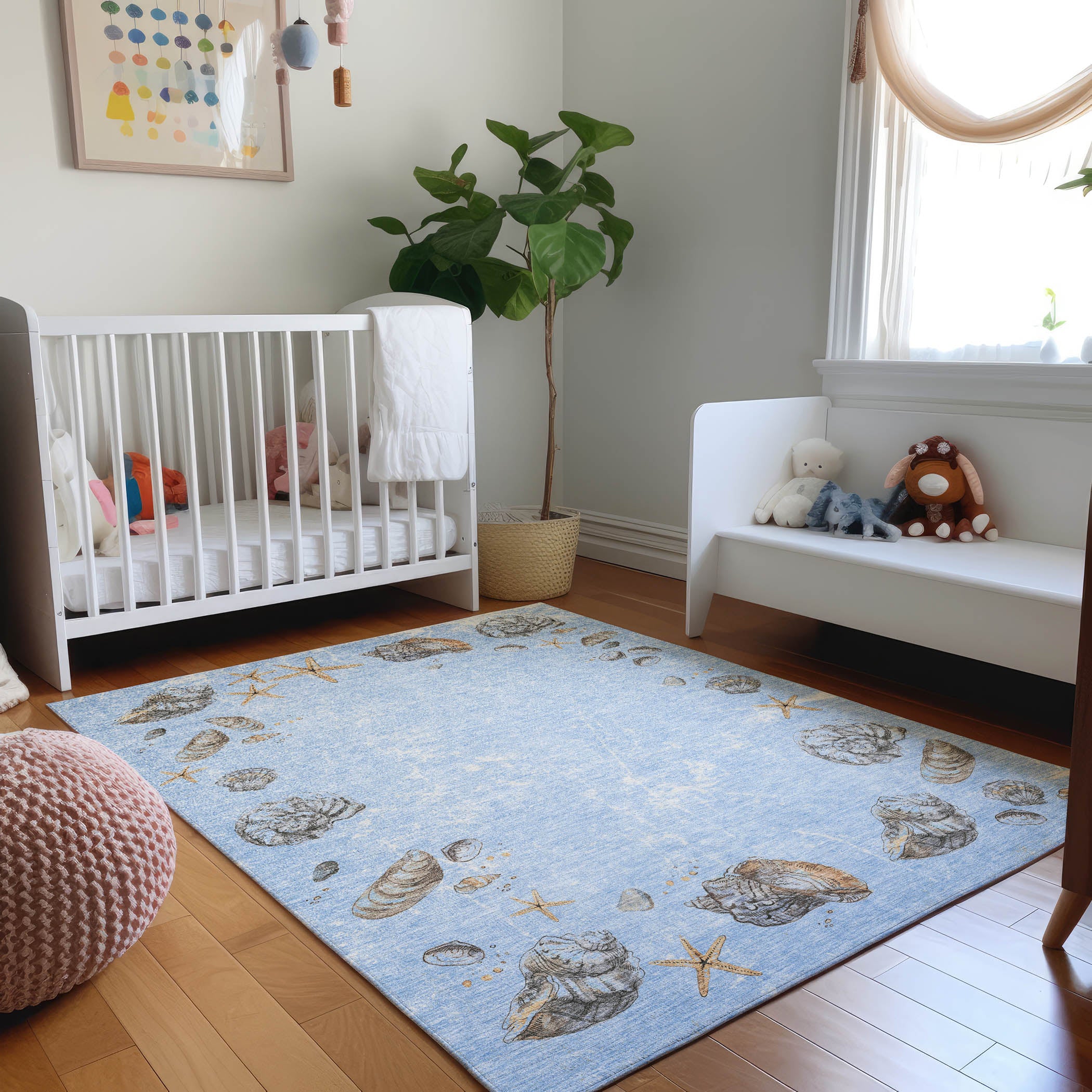 Florence Machine Washable Coastal Blue Rug 2'6" x 3'10" #shape_Rectangle