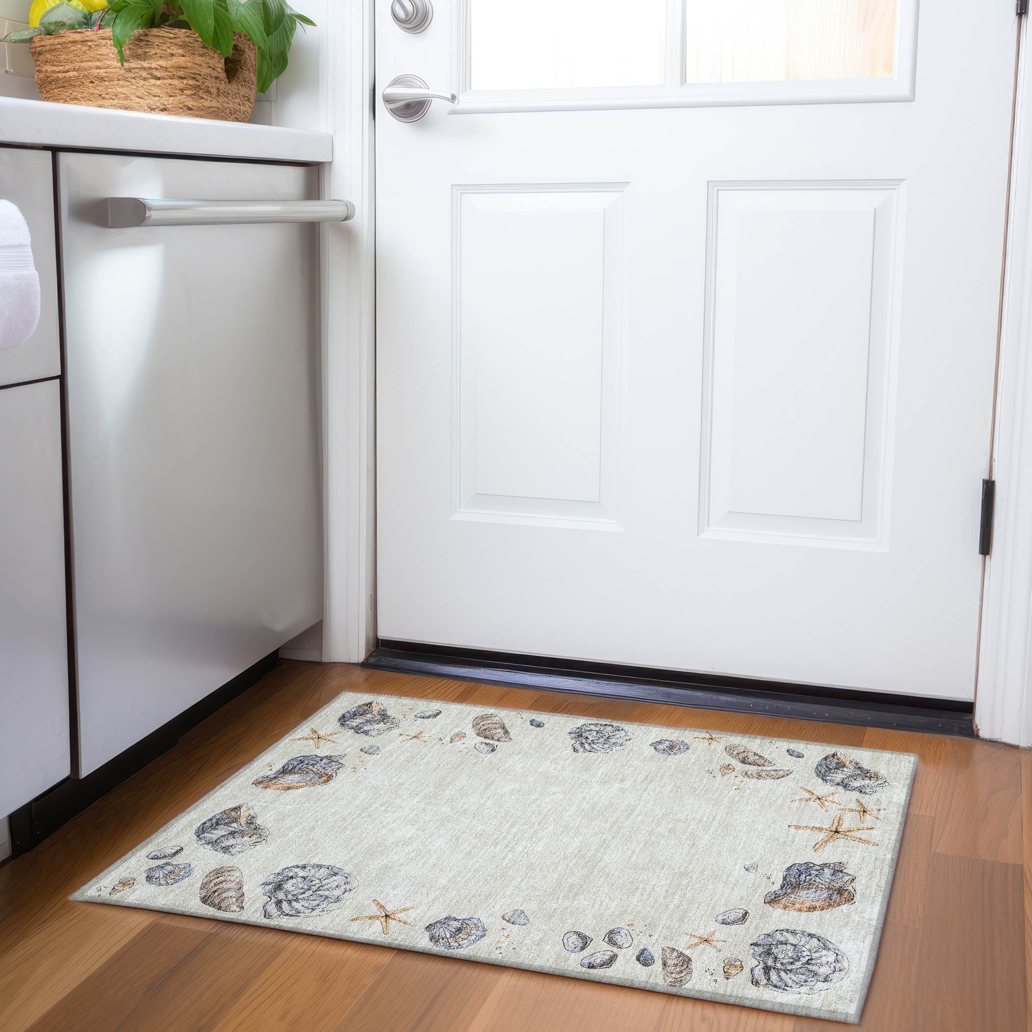 Florence Machine Washable Coastal Oyster Ivory Rug 1'8" x 2'6" #shape_Rectangle