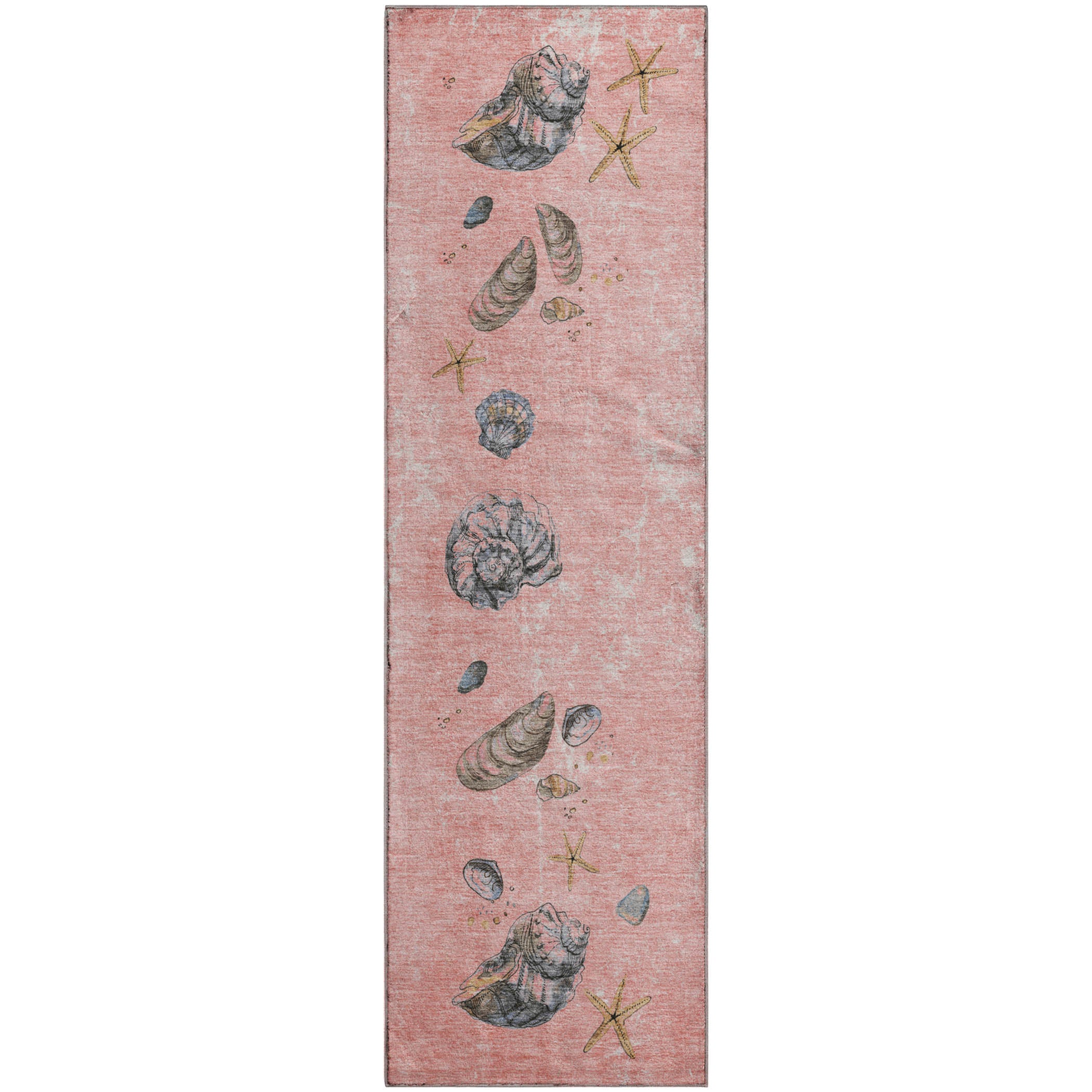 Florence Machine Washable Coastal Peach Pink Rug 2'3" x 7'6" #shape_Runner