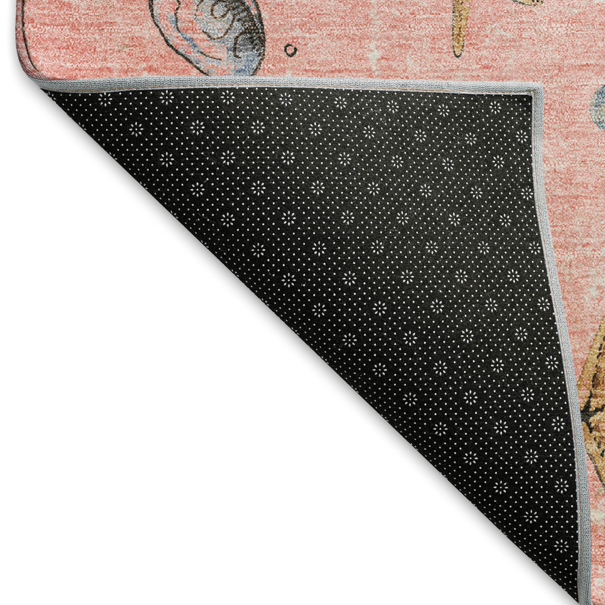 Florence Machine Washable Coastal Peach Pink Rug 1'8" x 2'6" #shape_Rectangle