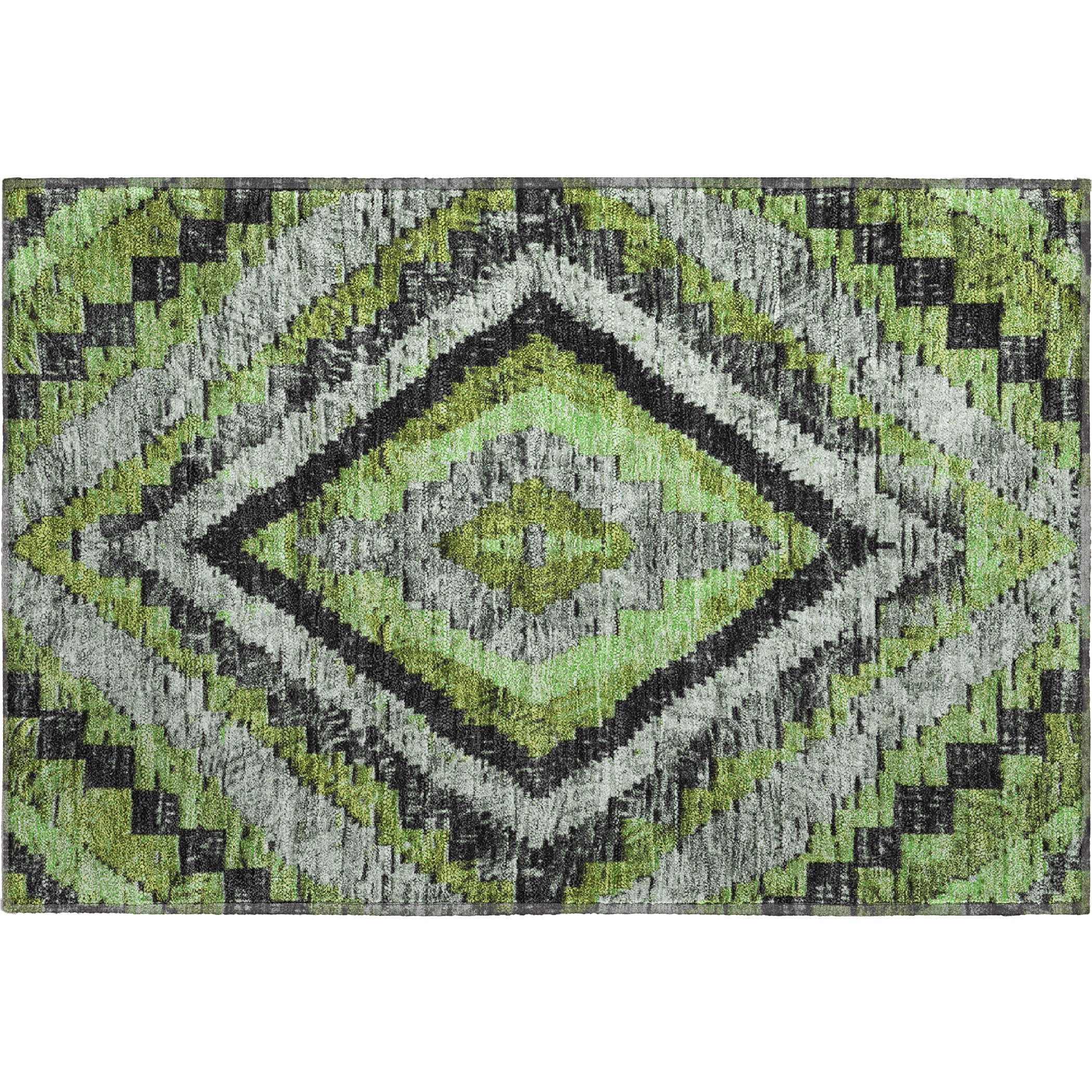 Porto Machine Washable Transitional Aloe Green Rug 1'8" x 2'6" #shape_Rectangle