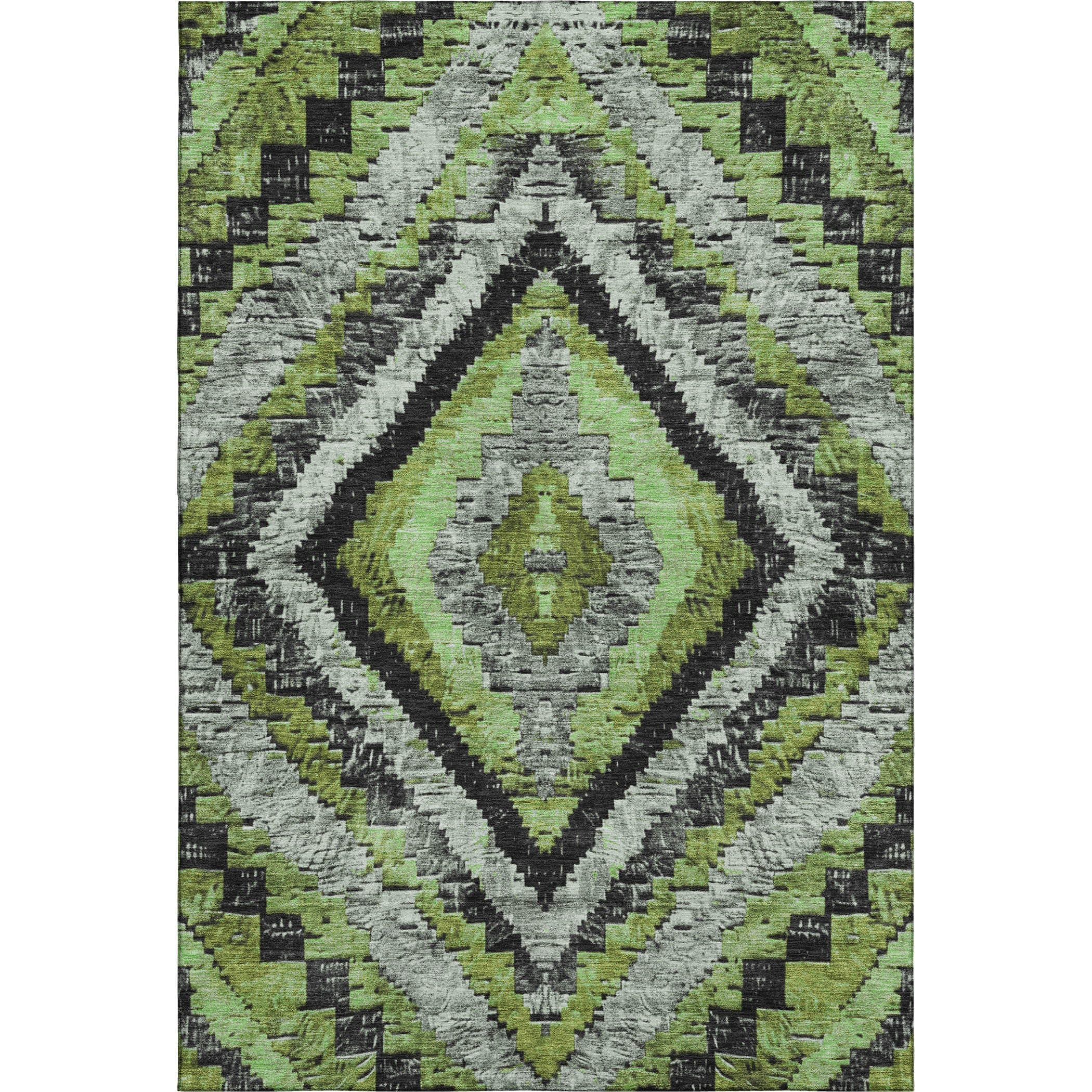 Porto Machine Washable Transitional Aloe Green Rug 2'6" x 3'10" #shape_Rectangle