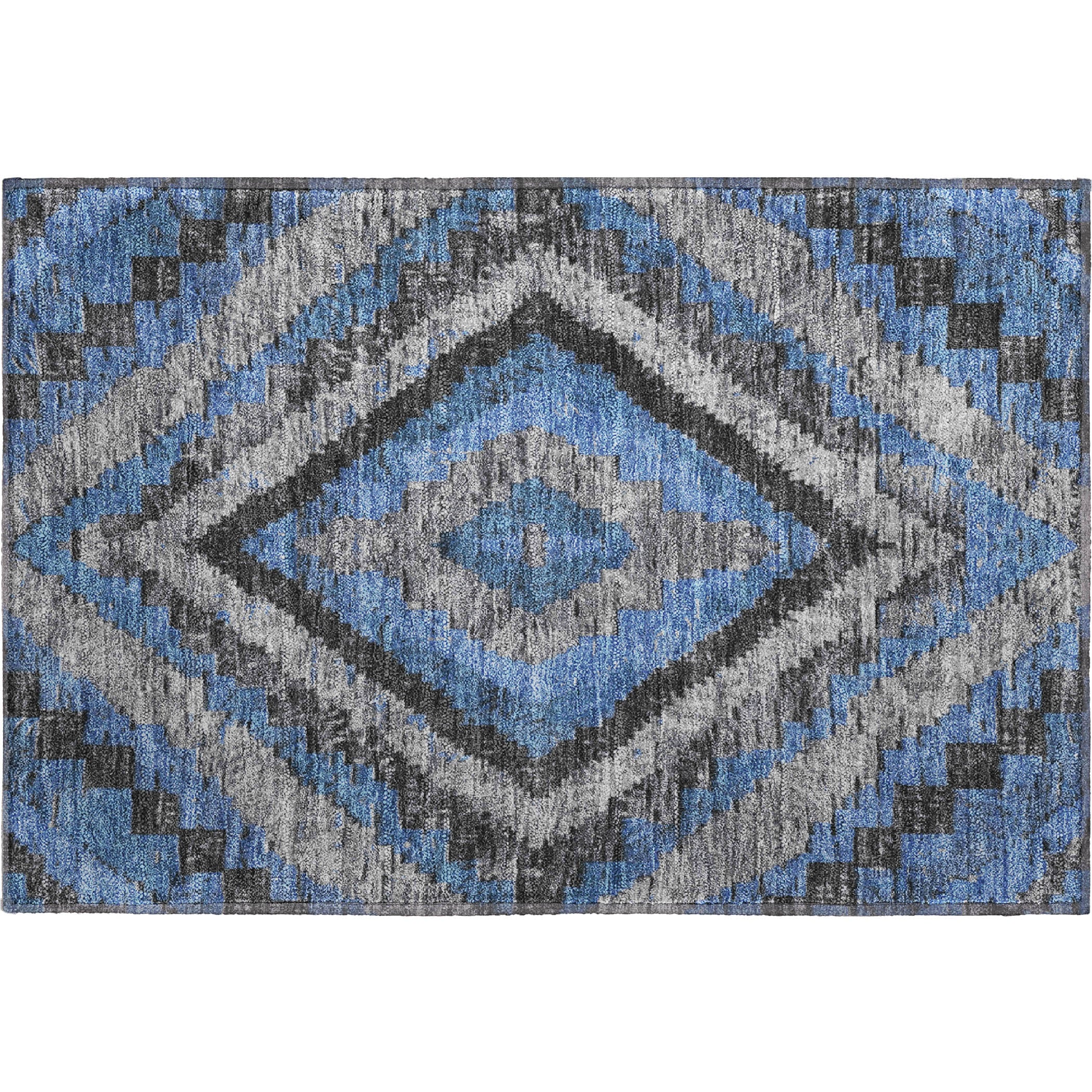 Porto Machine Washable Transitional Blue Rug 1'8" x 2'6" #shape_Rectangle