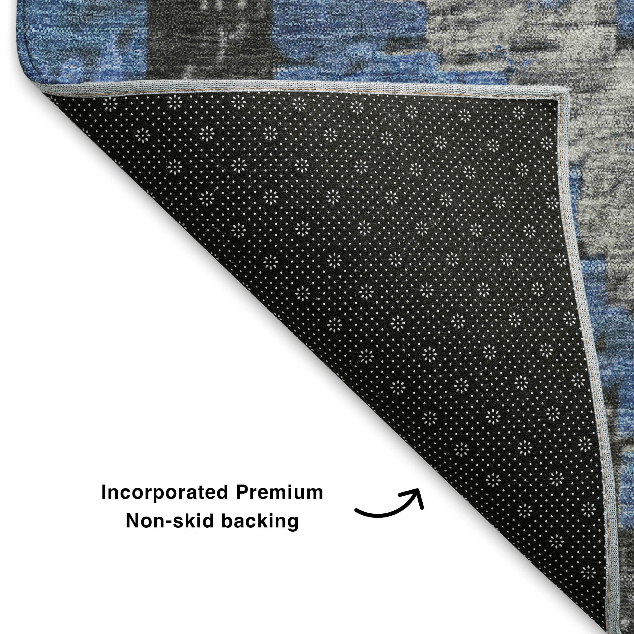 Porto Machine Washable Transitional Blue Rug 1'8" x 2'6" #shape_Rectangle