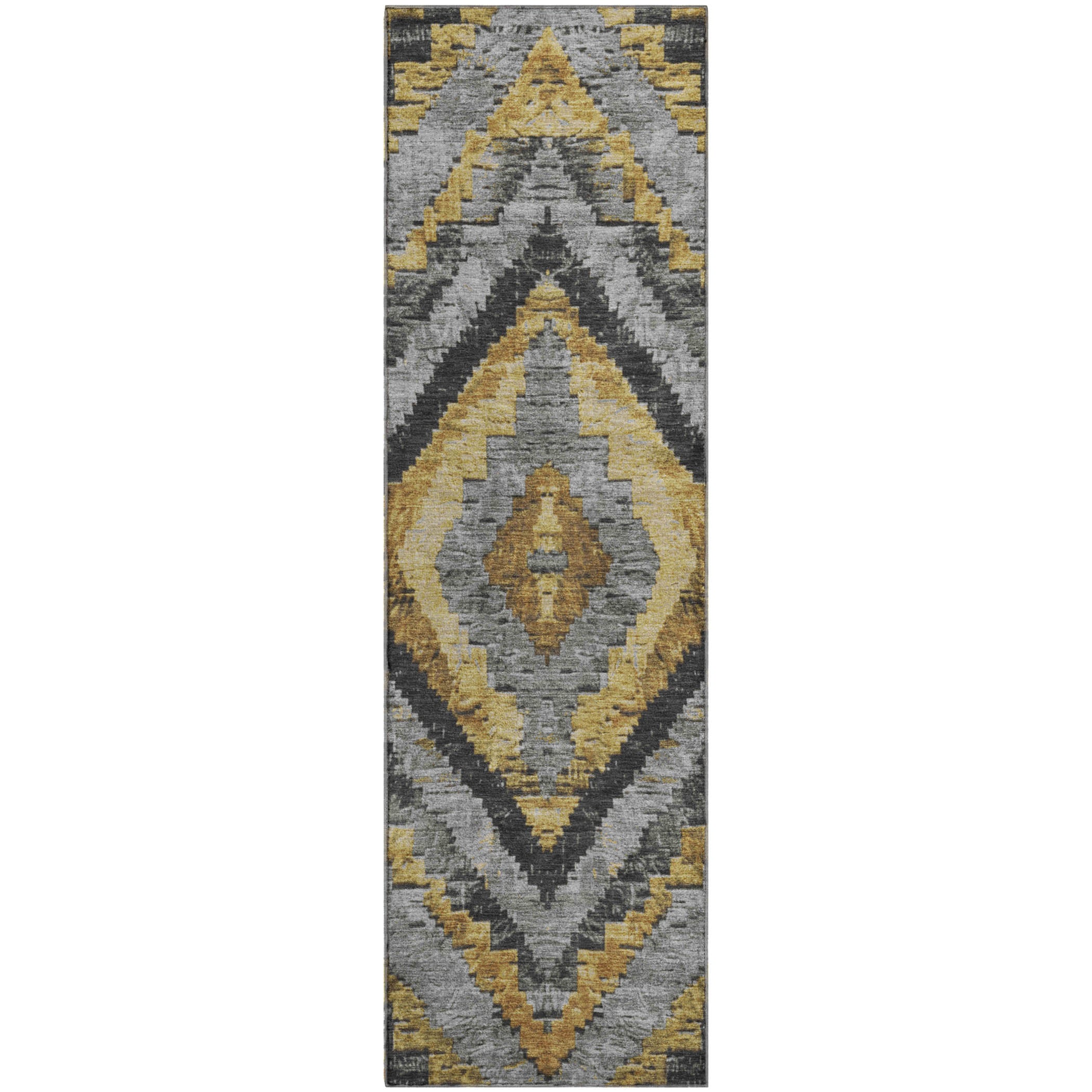 Porto Machine Washable Transitional Gold Rug 2'3" x 7'6" #shape_Runner