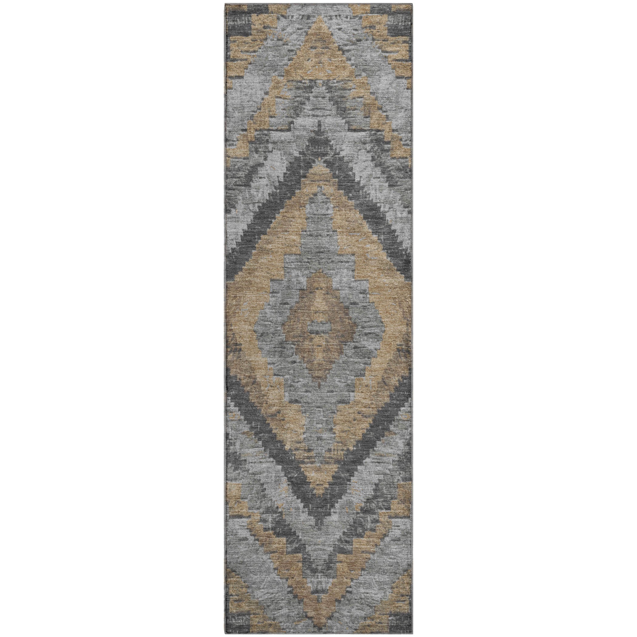 Porto Machine Washable Transitional Khaki Brown Rug 2'3" x 7'6" #shape_Runner