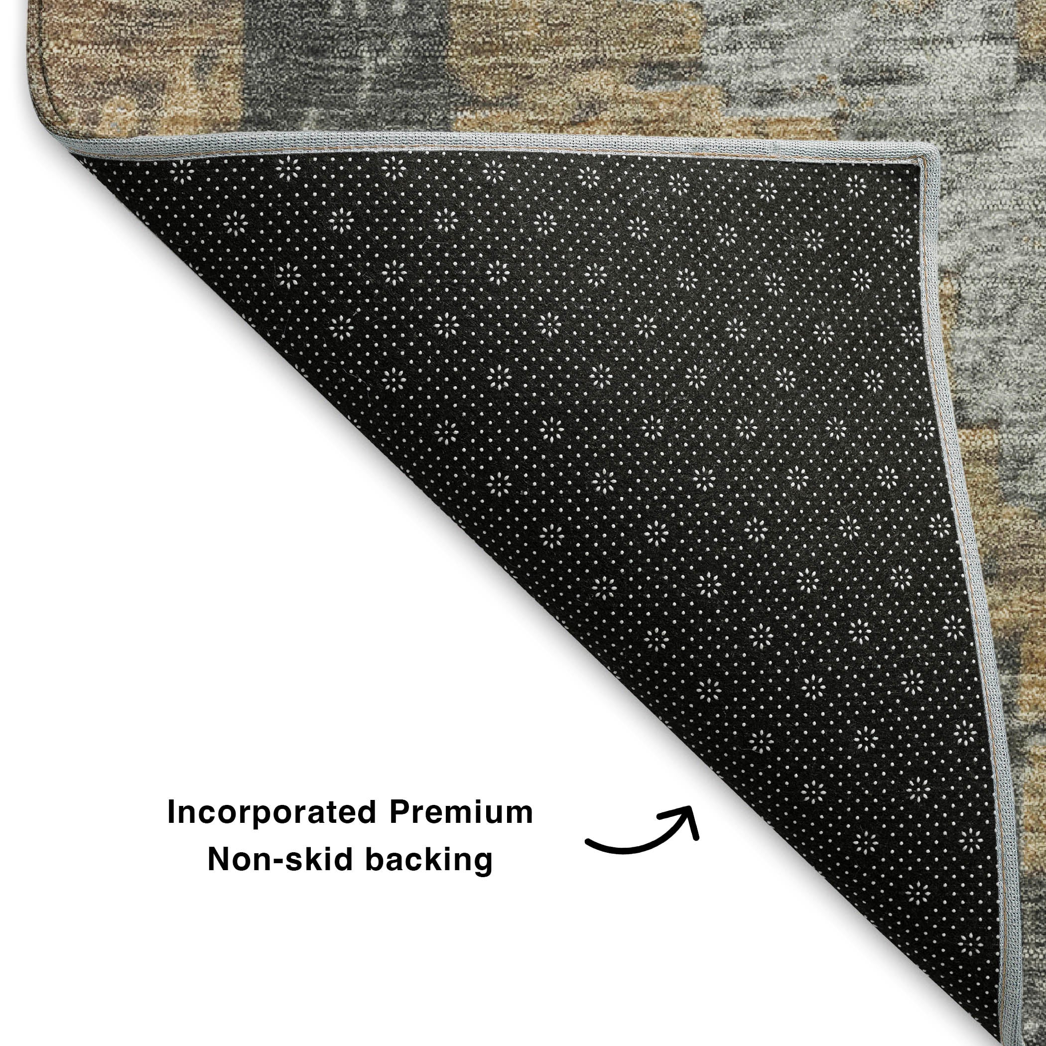 Porto Machine Washable Transitional Khaki Brown Rug 1'8" x 2'6" #shape_Rectangle