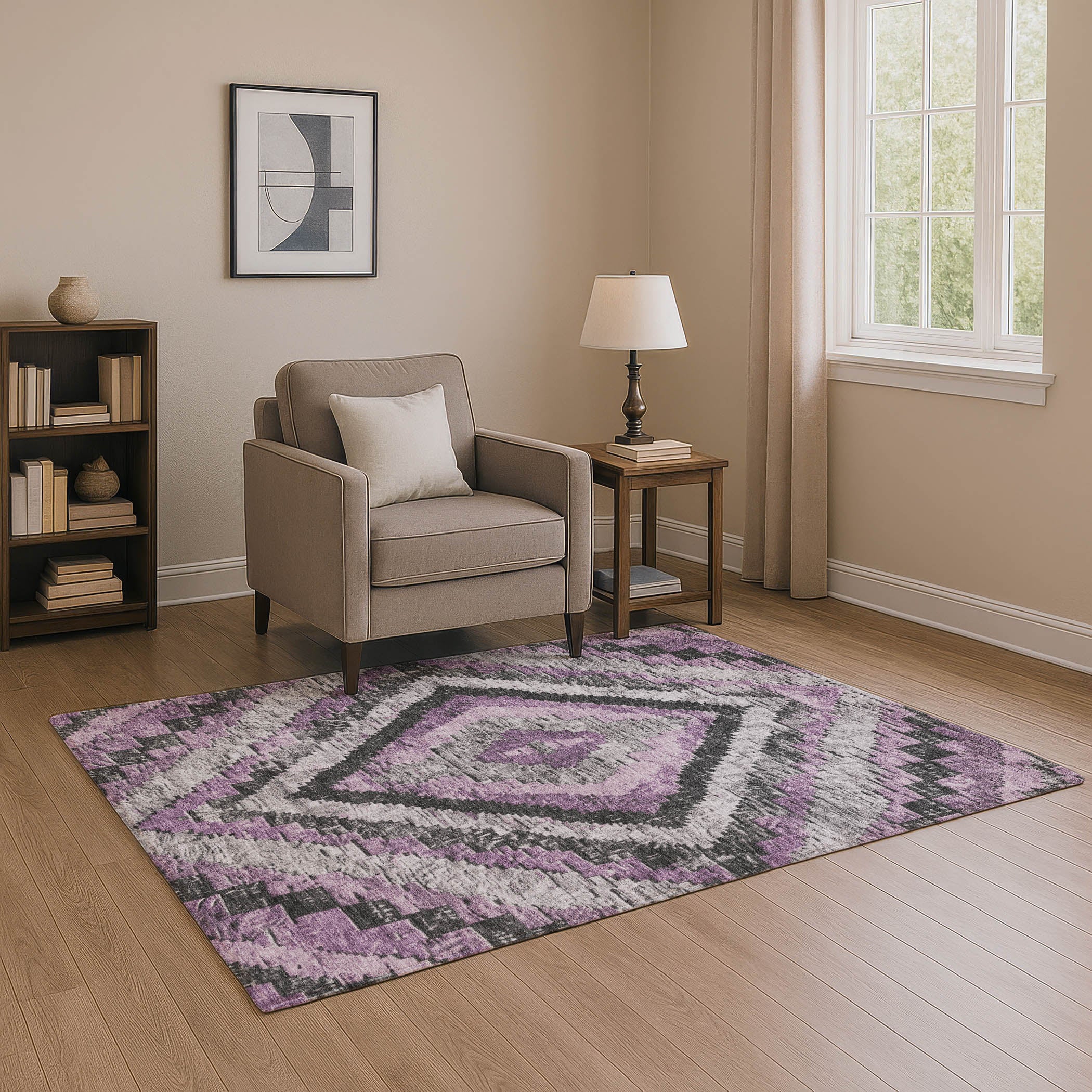 Porto Machine Washable Transitional Lavender Purple Rug 2'6" x 3'10" #shape_Rectangle