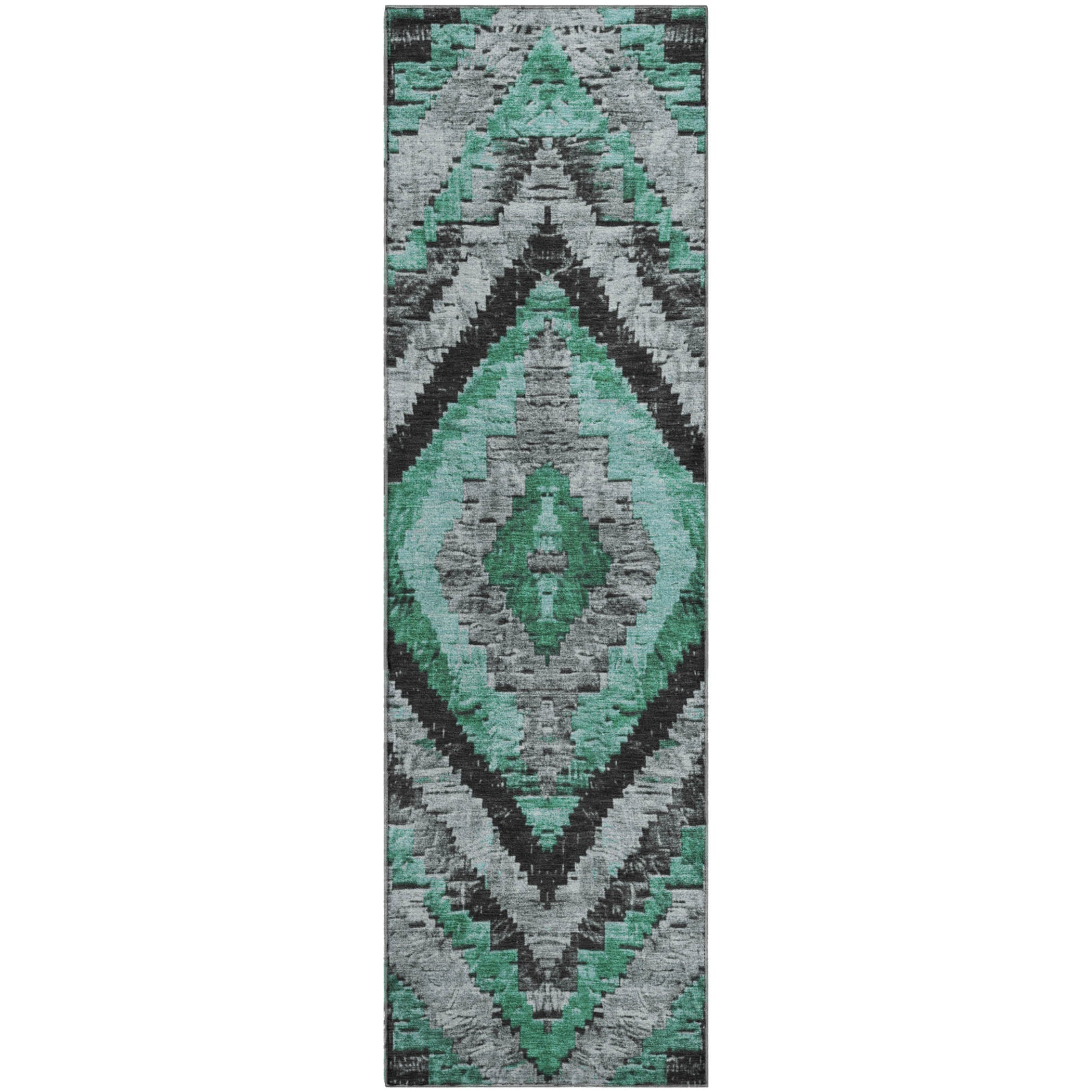 Porto Machine Washable Transitional Seafoam Blue Rug 2'3" x 7'6" #shape_Runner