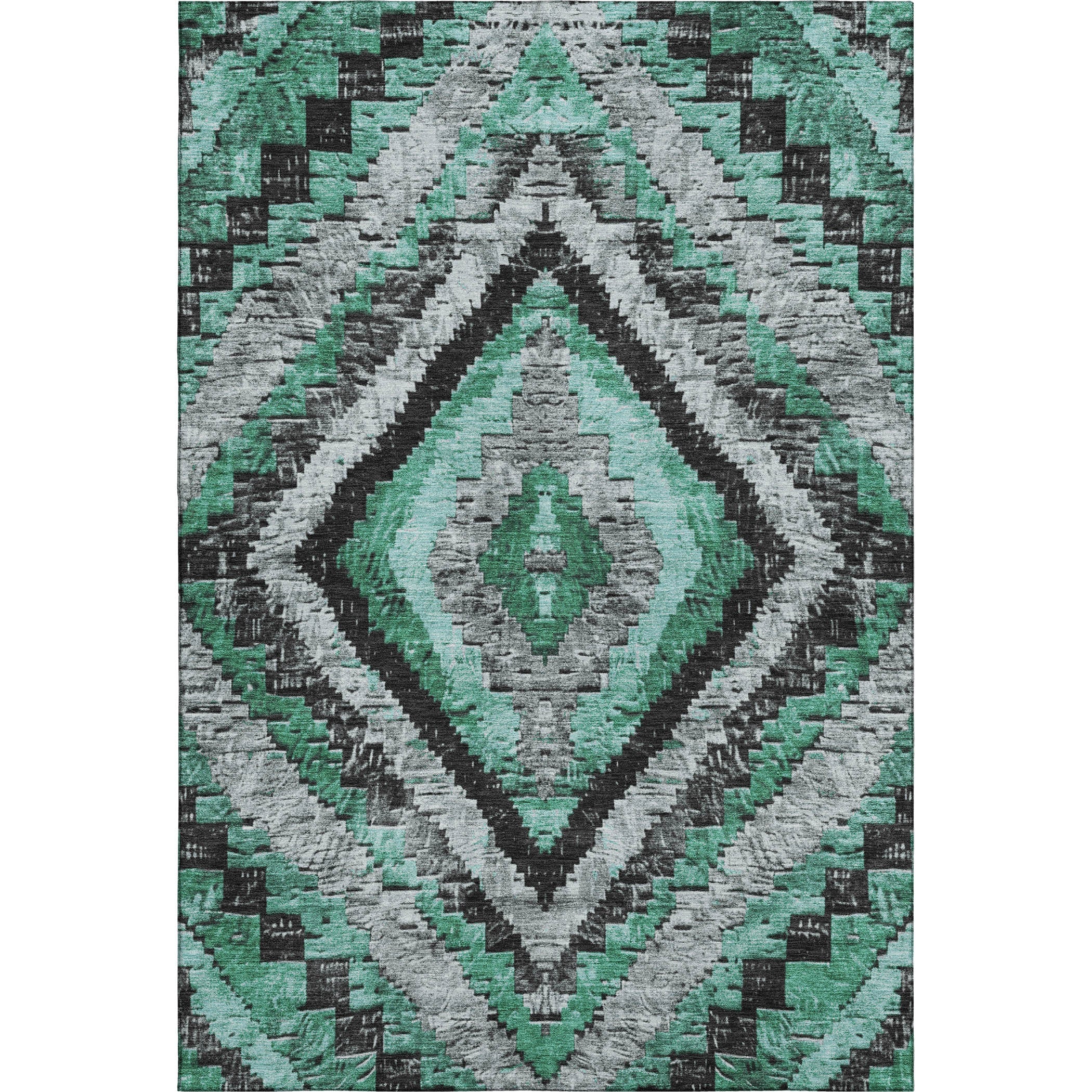Porto Machine Washable Transitional Seafoam Blue Rug 2'6" x 3'10" #shape_Rectangle