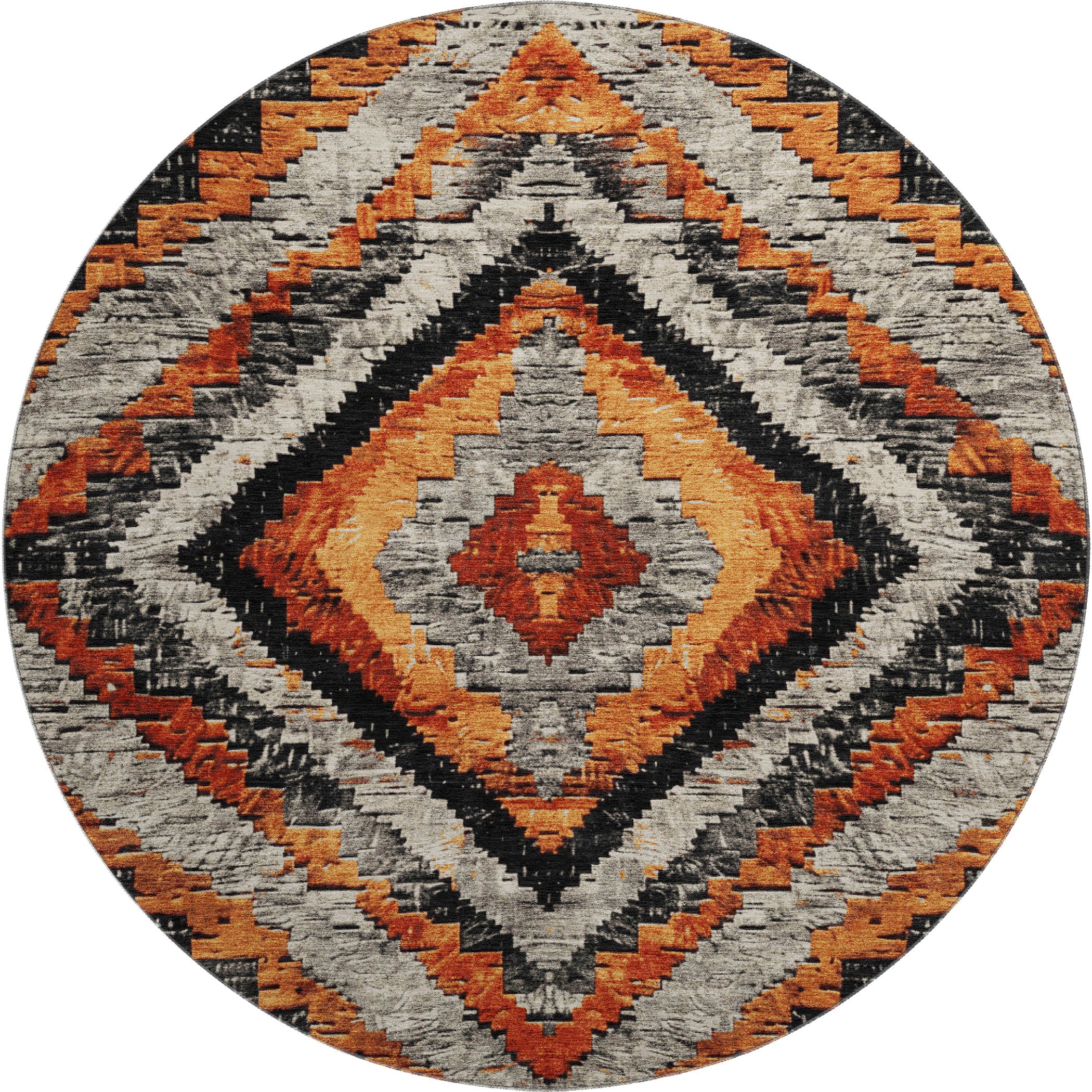 Porto Machine Washable Transitional Terracotta Orange Rug 8' x 8' #shape_Round