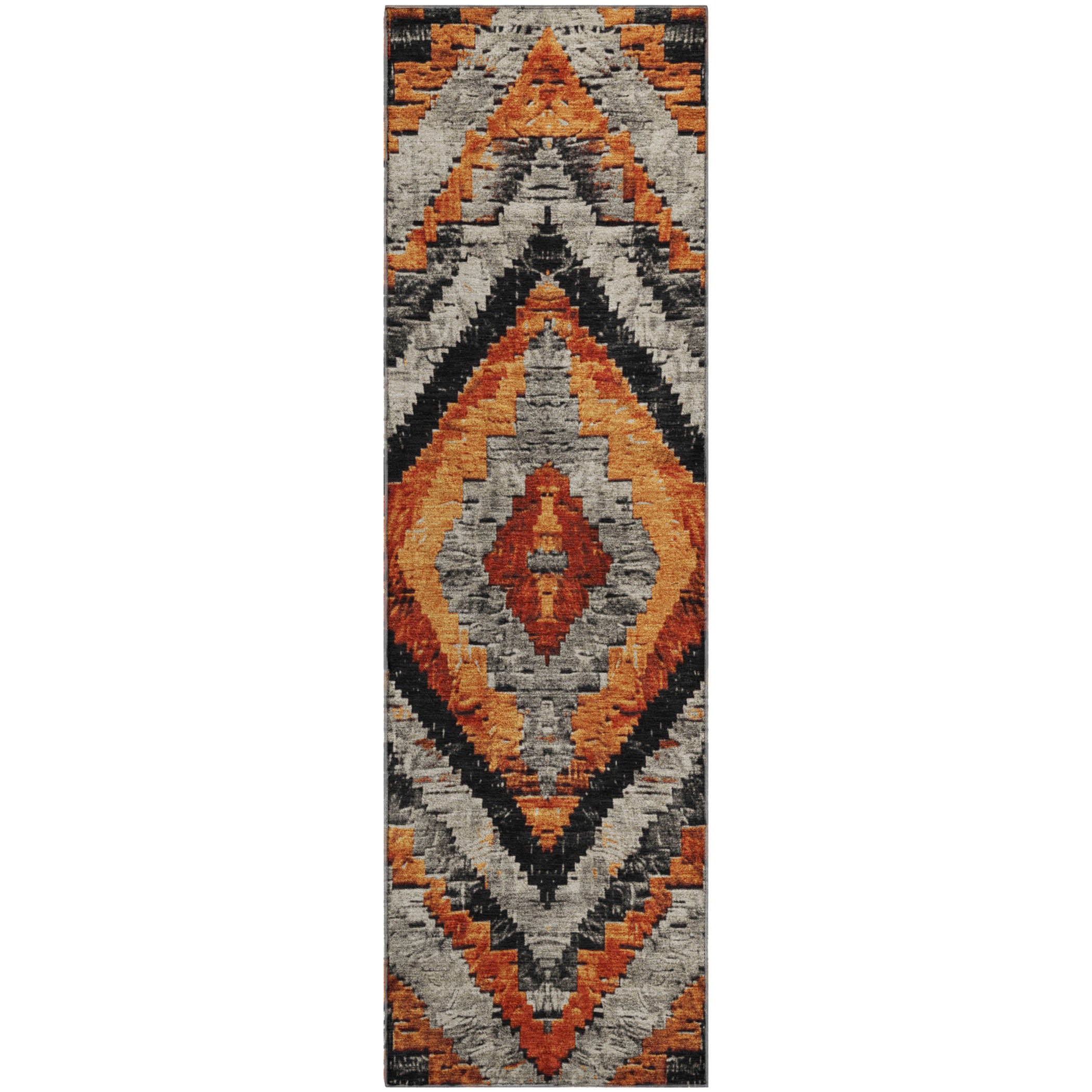 Porto Machine Washable Transitional Terracotta Orange Rug 2'3" x 7'6" #shape_Runner
