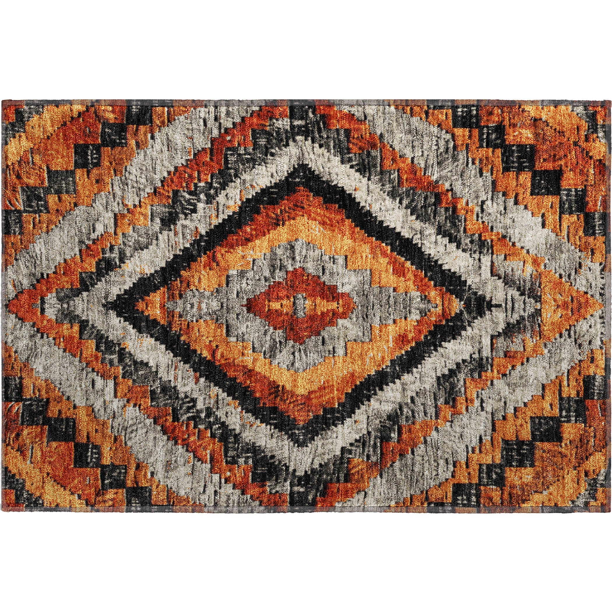 Porto Machine Washable Transitional Terracotta Orange Rug 1'8" x 2'6" #shape_Rectangle