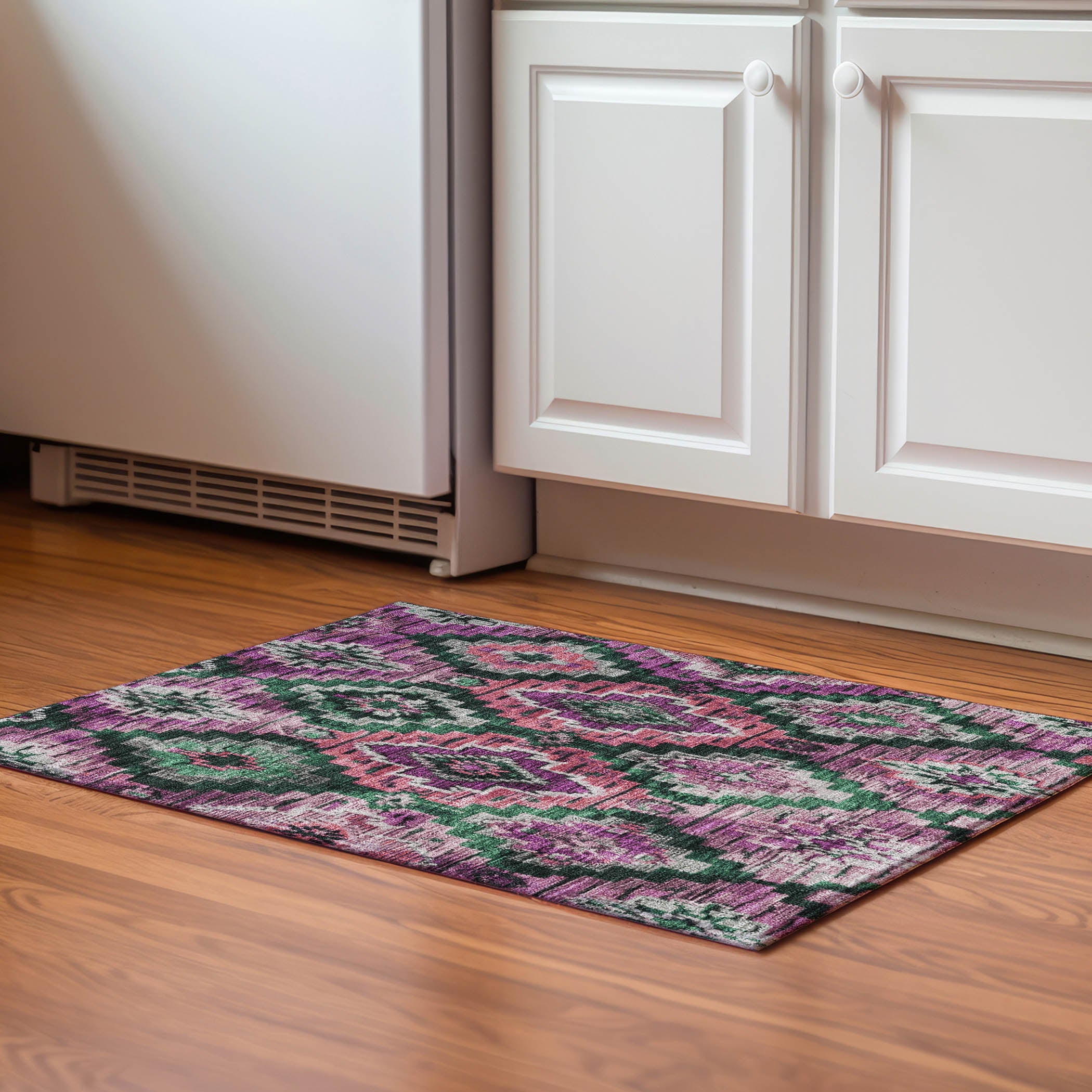 Kathmandu Machine Washable Transitional Blush Pink Rug 1'8" x 2'6" #shape_Rectangle