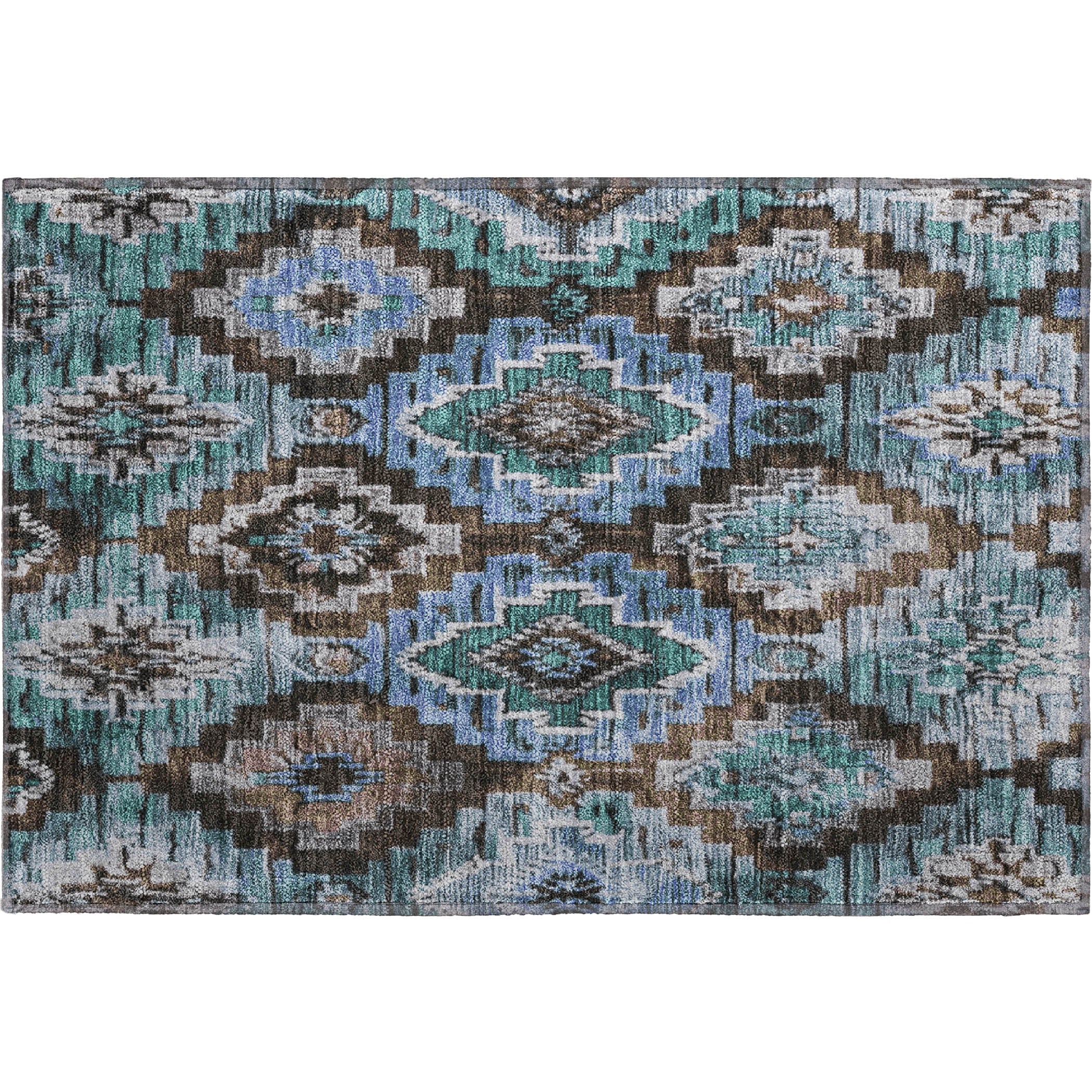 Kathmandu Machine Washable Transitional Brown Rug 1'8" x 2'6" #shape_Rectangle