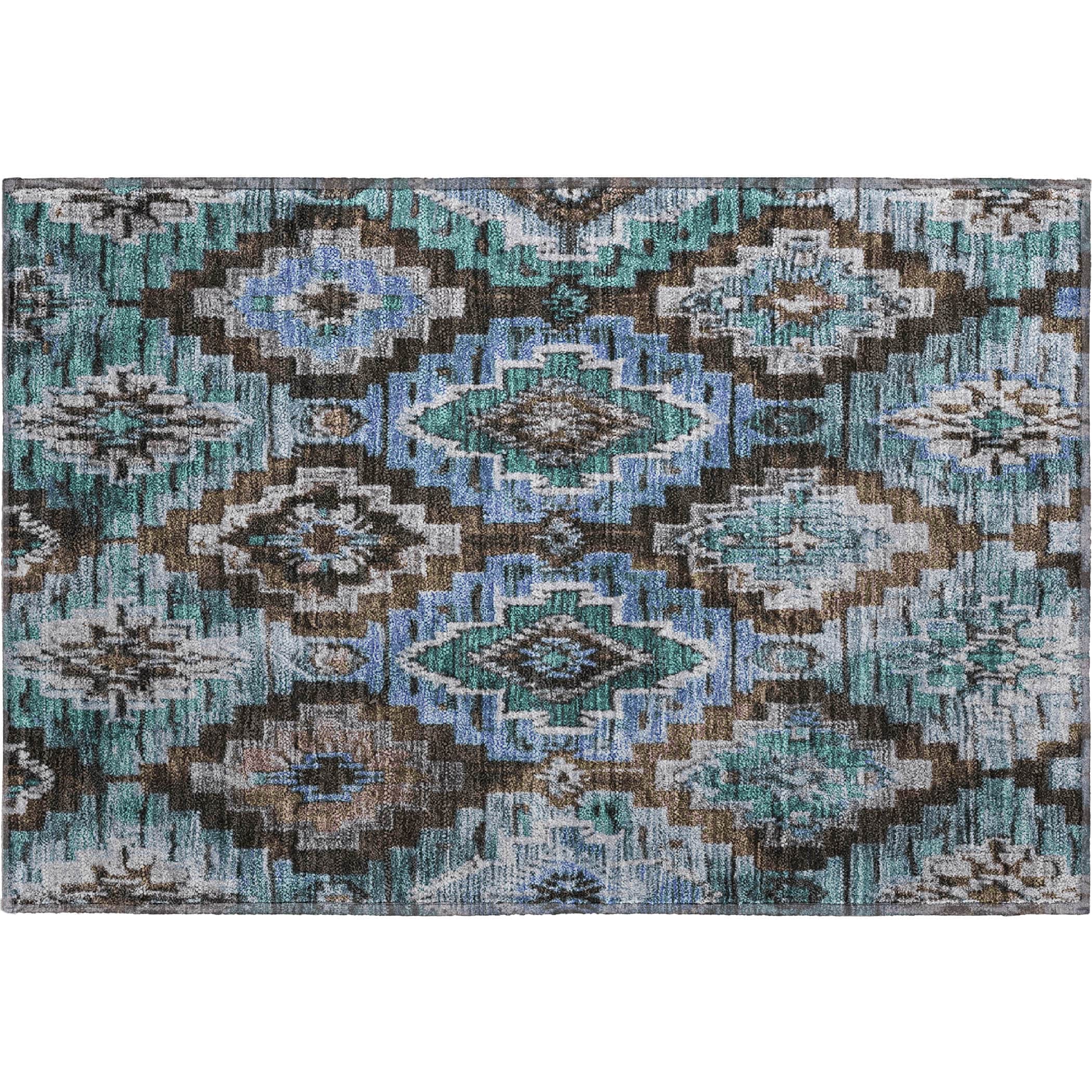 Kathmandu Machine Washable Transitional Brown Rug 1'8" x 2'6" #shape_Rectangle