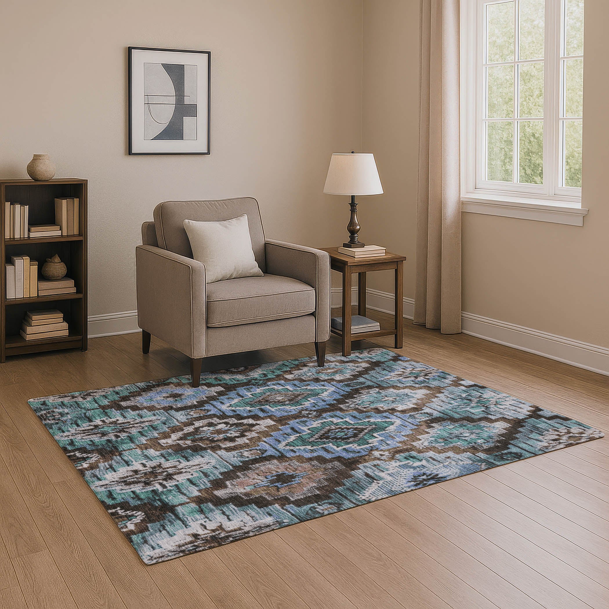 Kathmandu Machine Washable Transitional Brown Rug 2'6" x 3'10" #shape_Rectangle