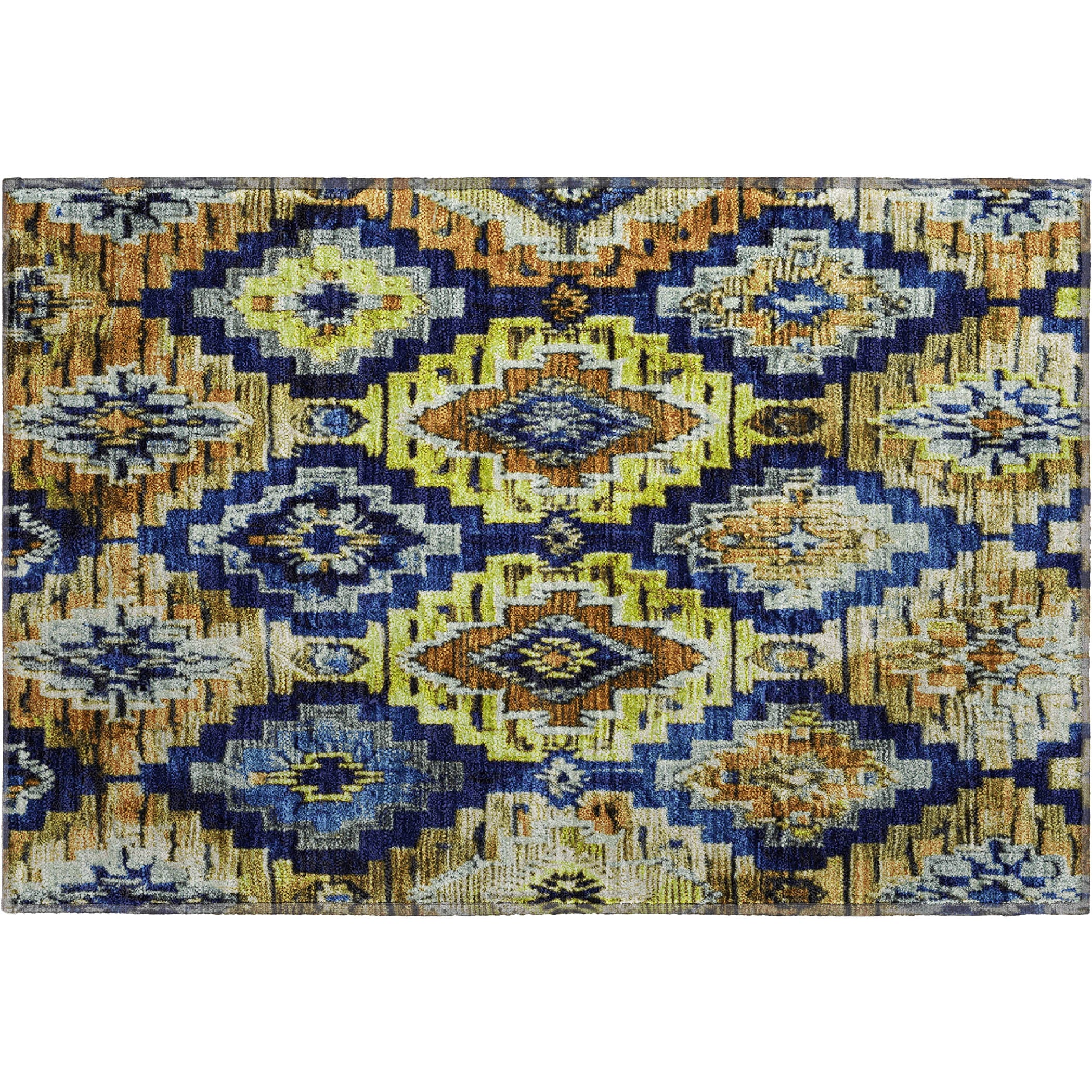 Kathmandu Machine Washable Transitional Navy Blue Rug 1'8" x 2'6" #shape_Rectangle