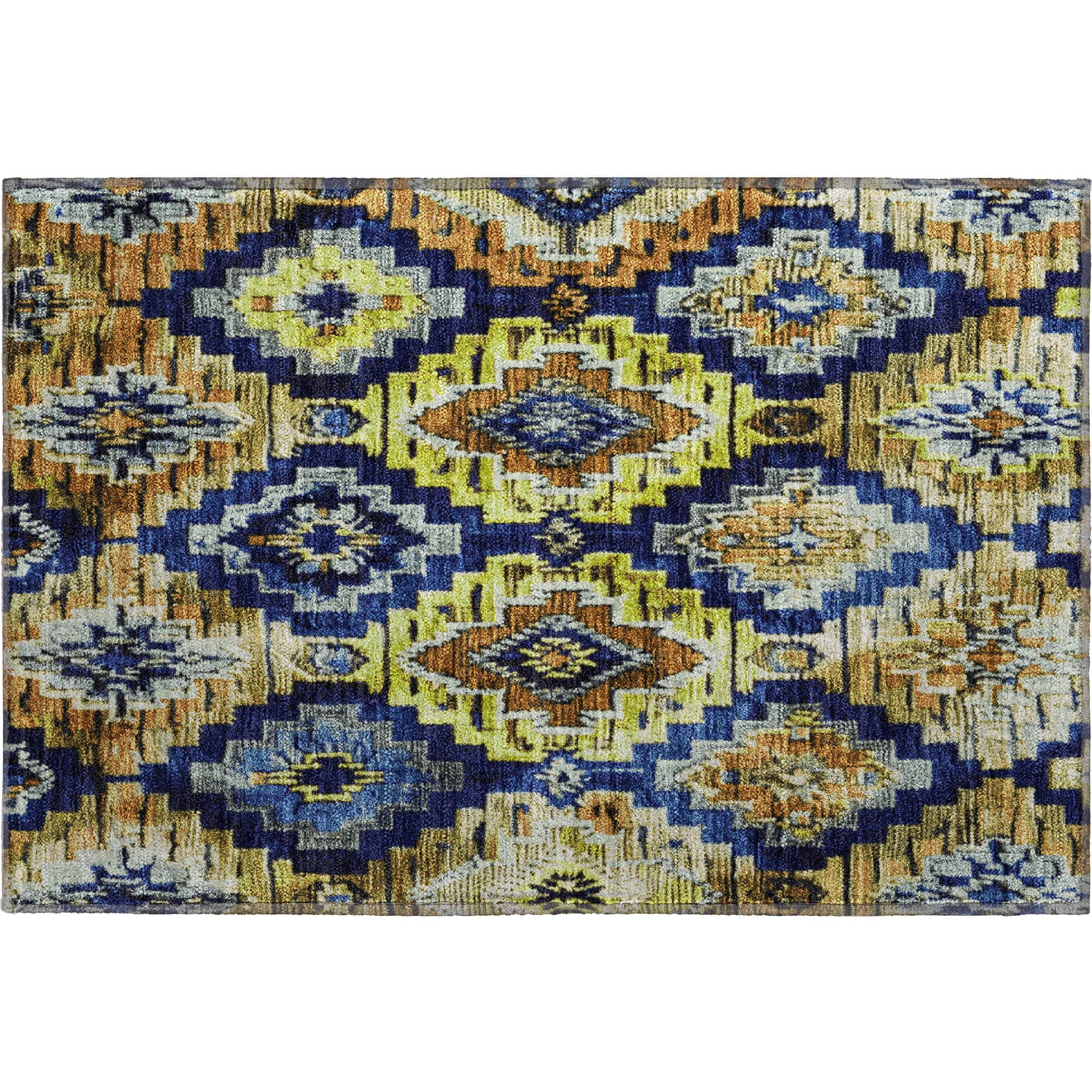 Kathmandu Machine Washable Transitional Navy Blue Rug 1'8" x 2'6" #shape_Rectangle