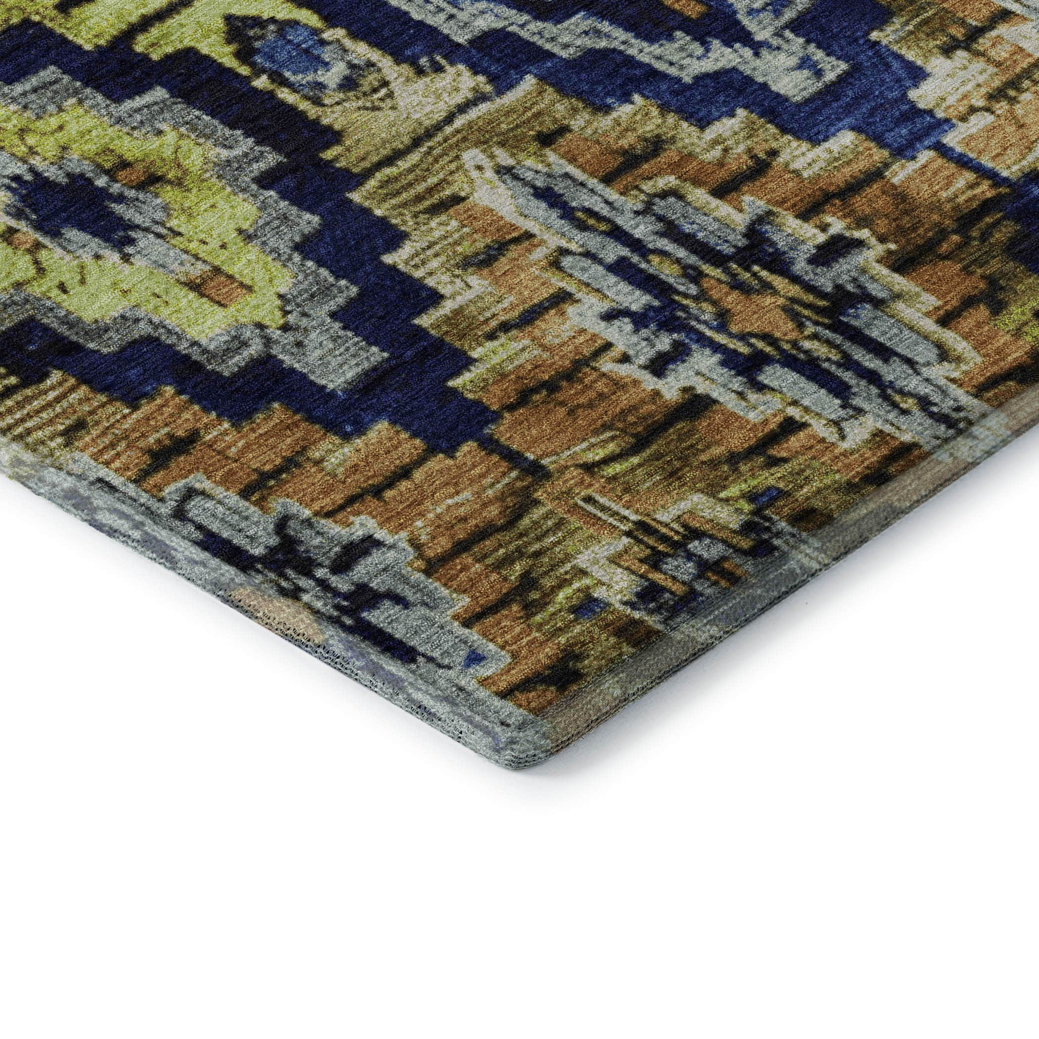 Kathmandu Machine Washable Transitional Navy Blue Rug 1'8" x 2'6" #shape_Rectangle