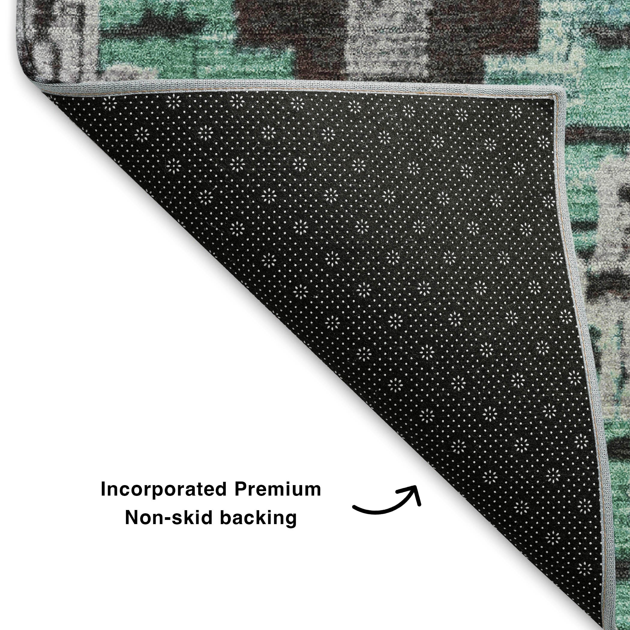 Kathmandu Machine Washable Transitional Teal Rug 1'8" x 2'6" #shape_Rectangle