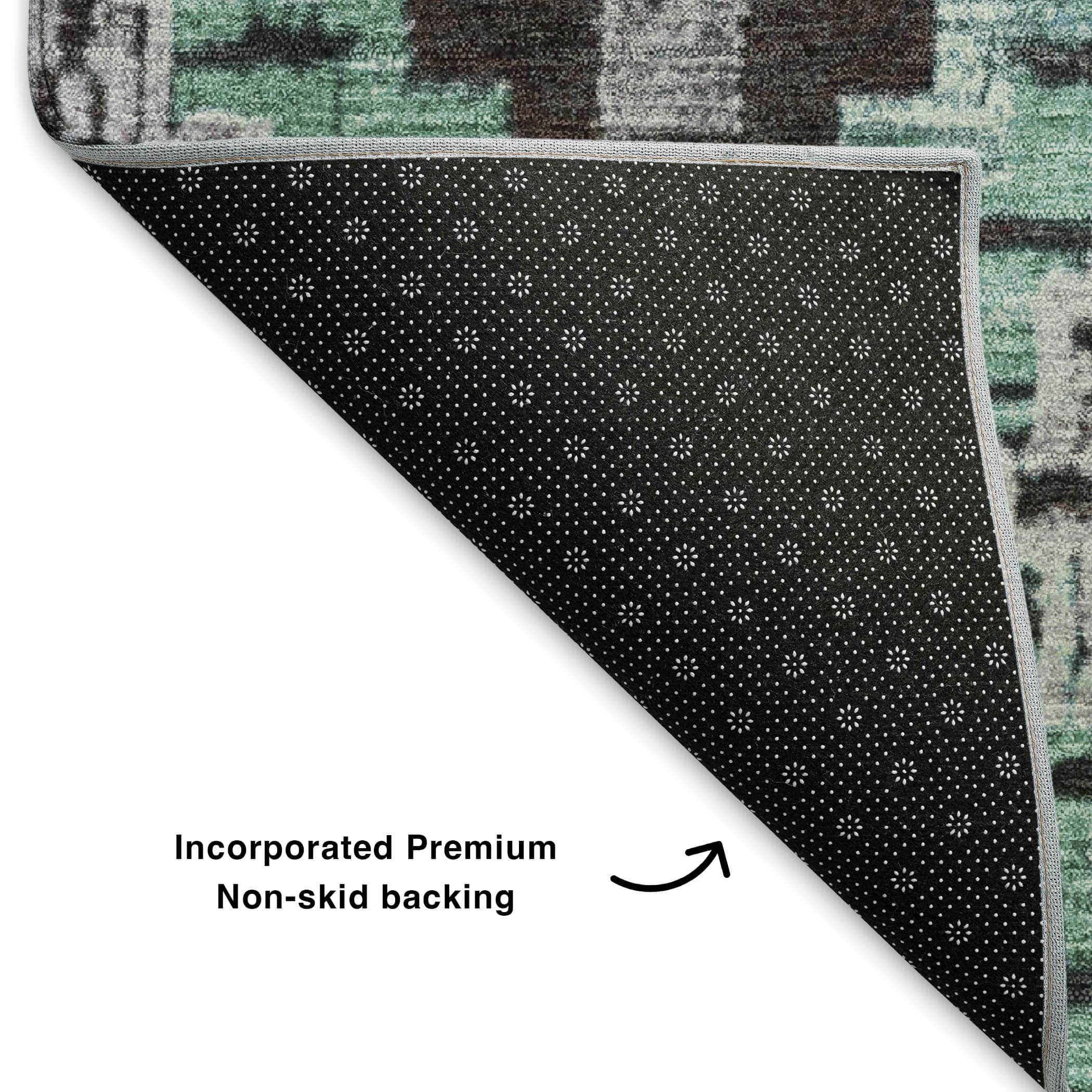 Kathmandu Machine Washable Transitional Teal Rug 1'8" x 2'6" #shape_Rectangle