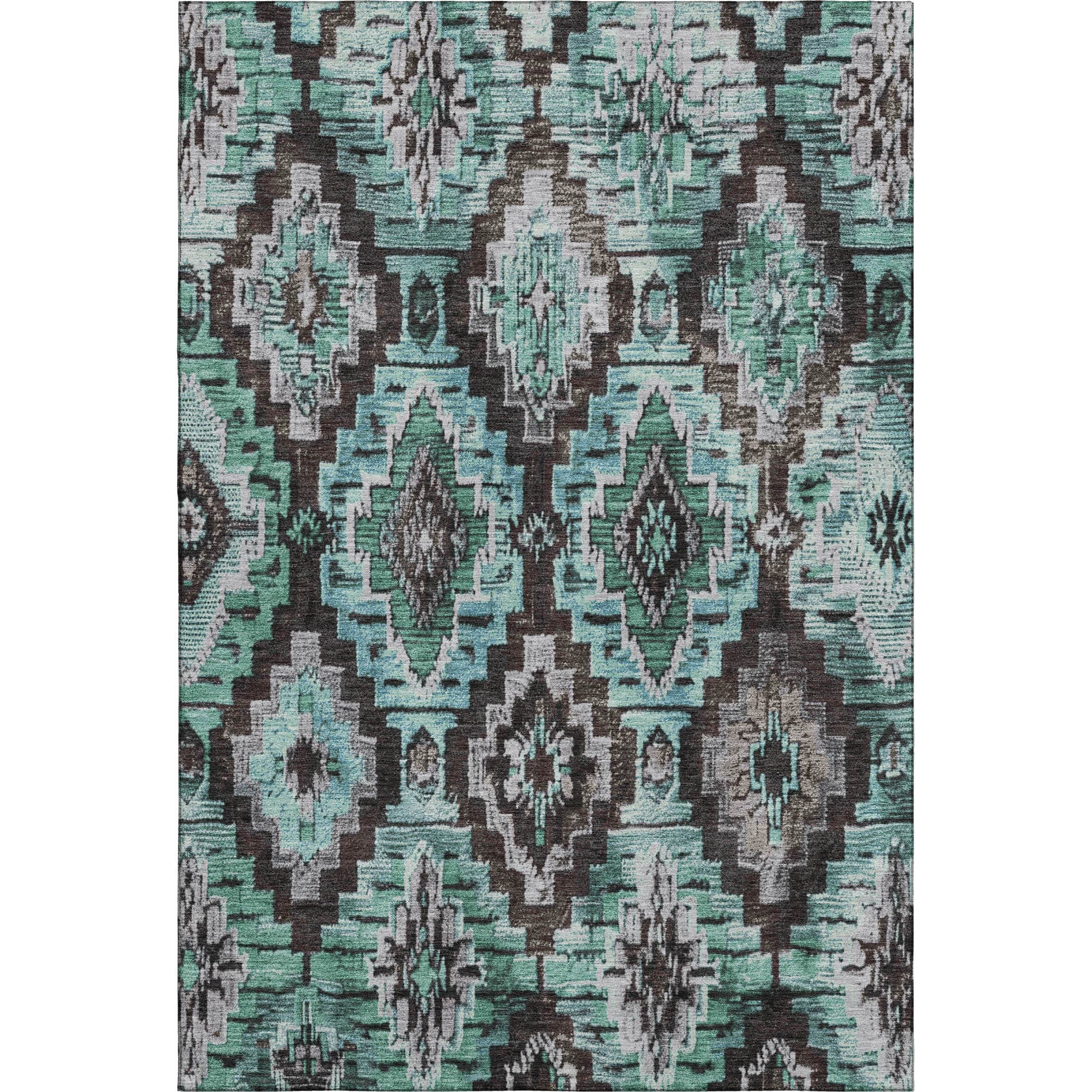 Kathmandu Machine Washable Transitional Teal Rug 2'6" x 3'10" #shape_Rectangle