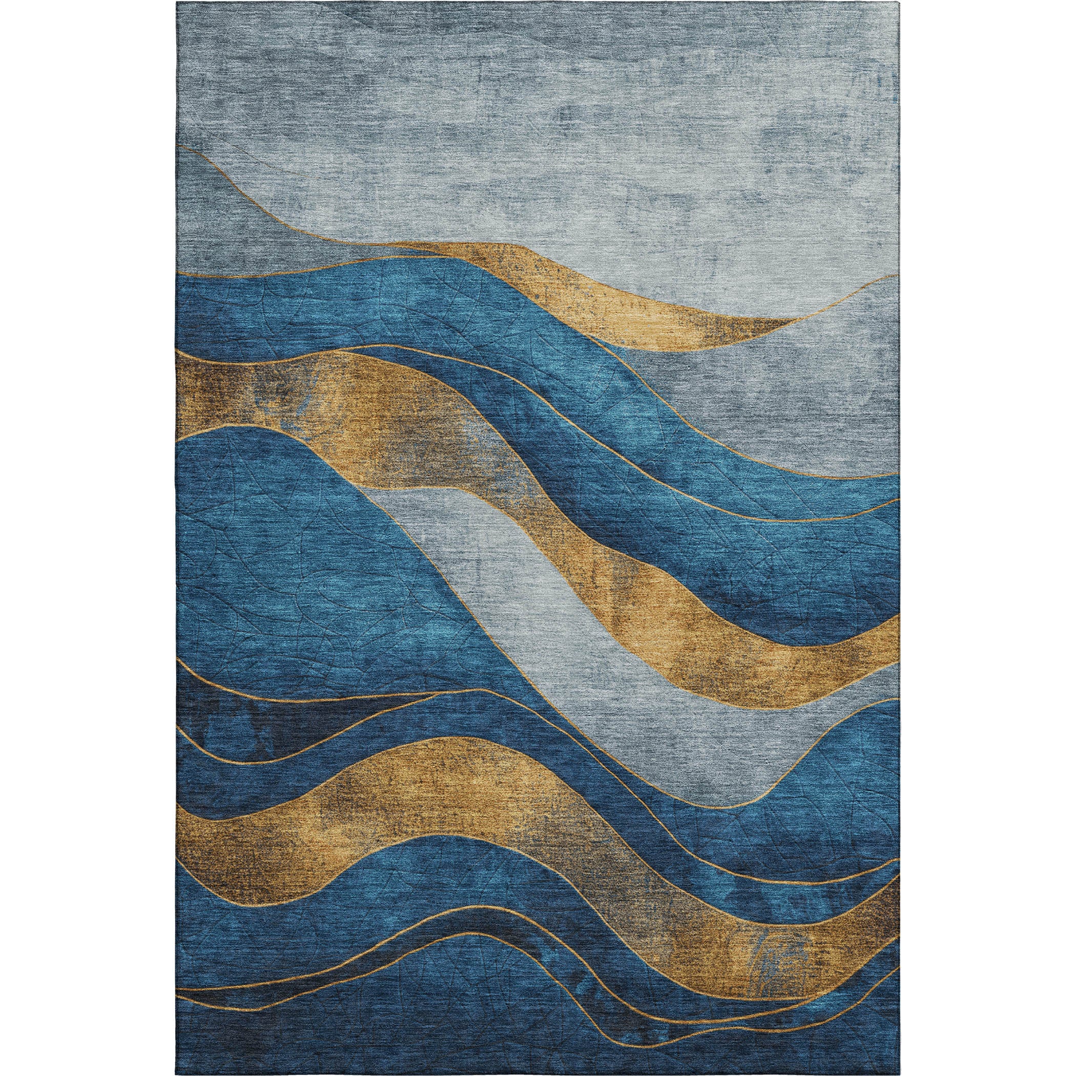 Nairobi Machine Washable Transitional Blue Rug 2'6" x 3'10" #shape_Rectangle
