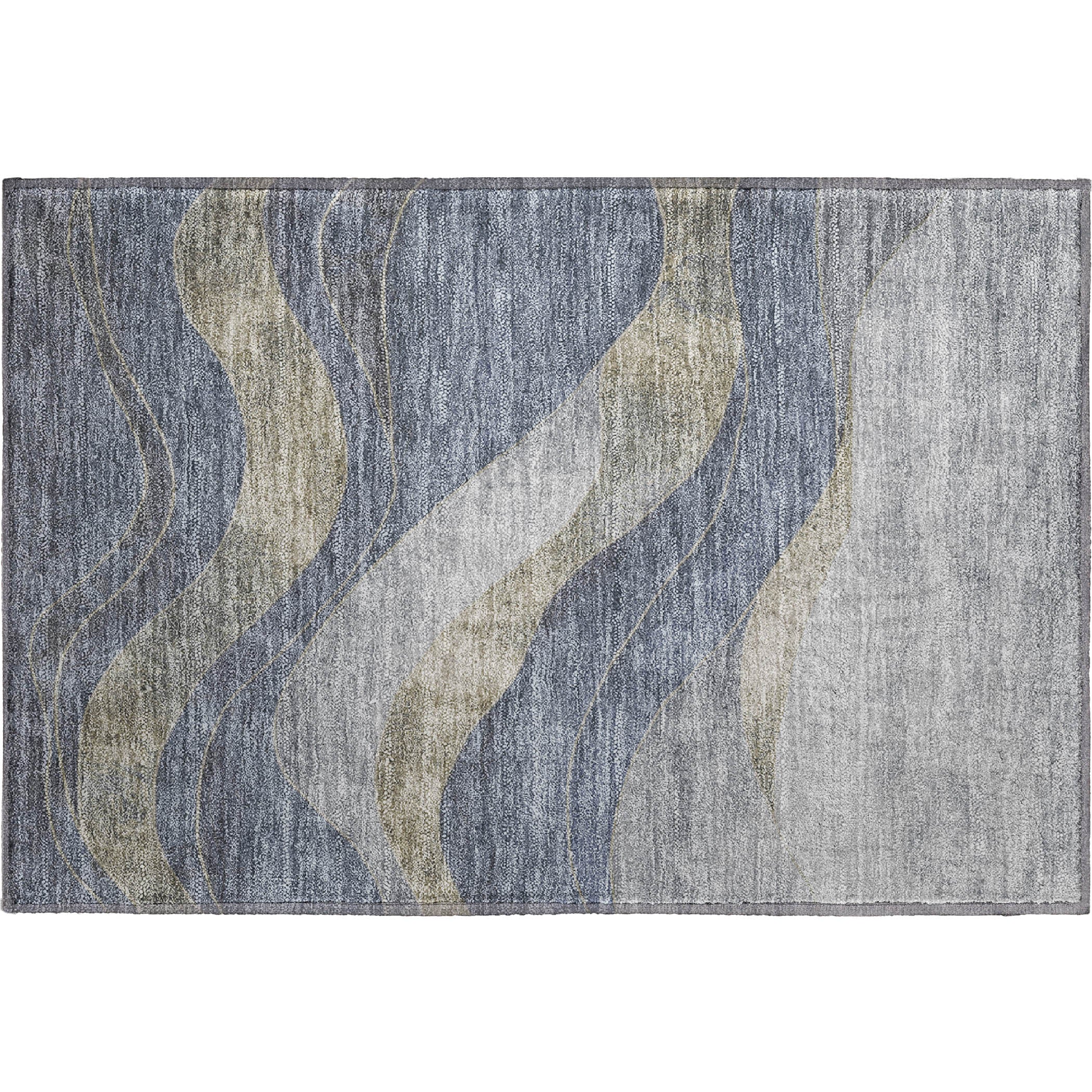 Nairobi Machine Washable Transitional Denim Blue Rug 1'8" x 2'6" #shape_Rectangle