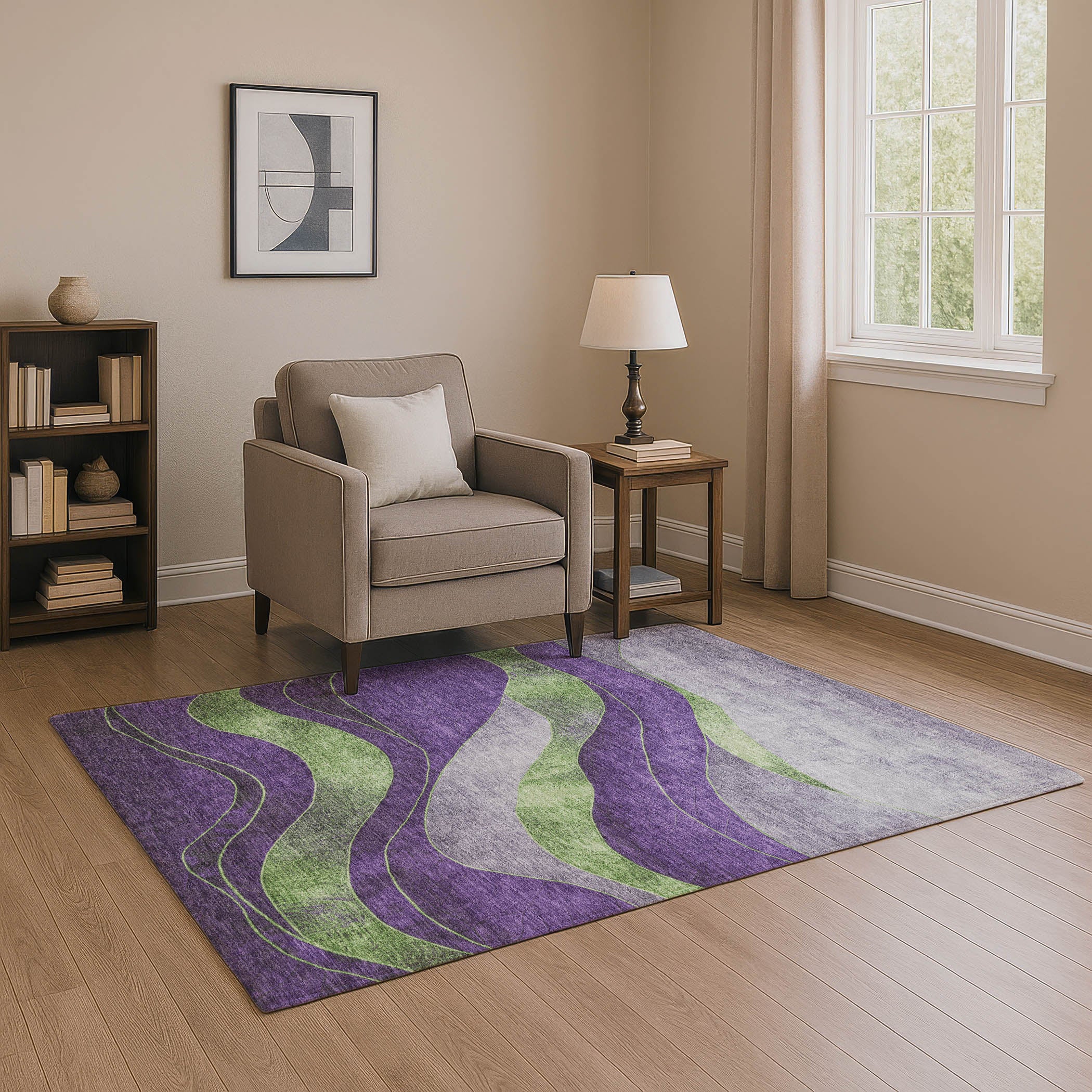 Nairobi Machine Washable Transitional Purple Rug 2'6" x 3'10" #shape_Rectangle