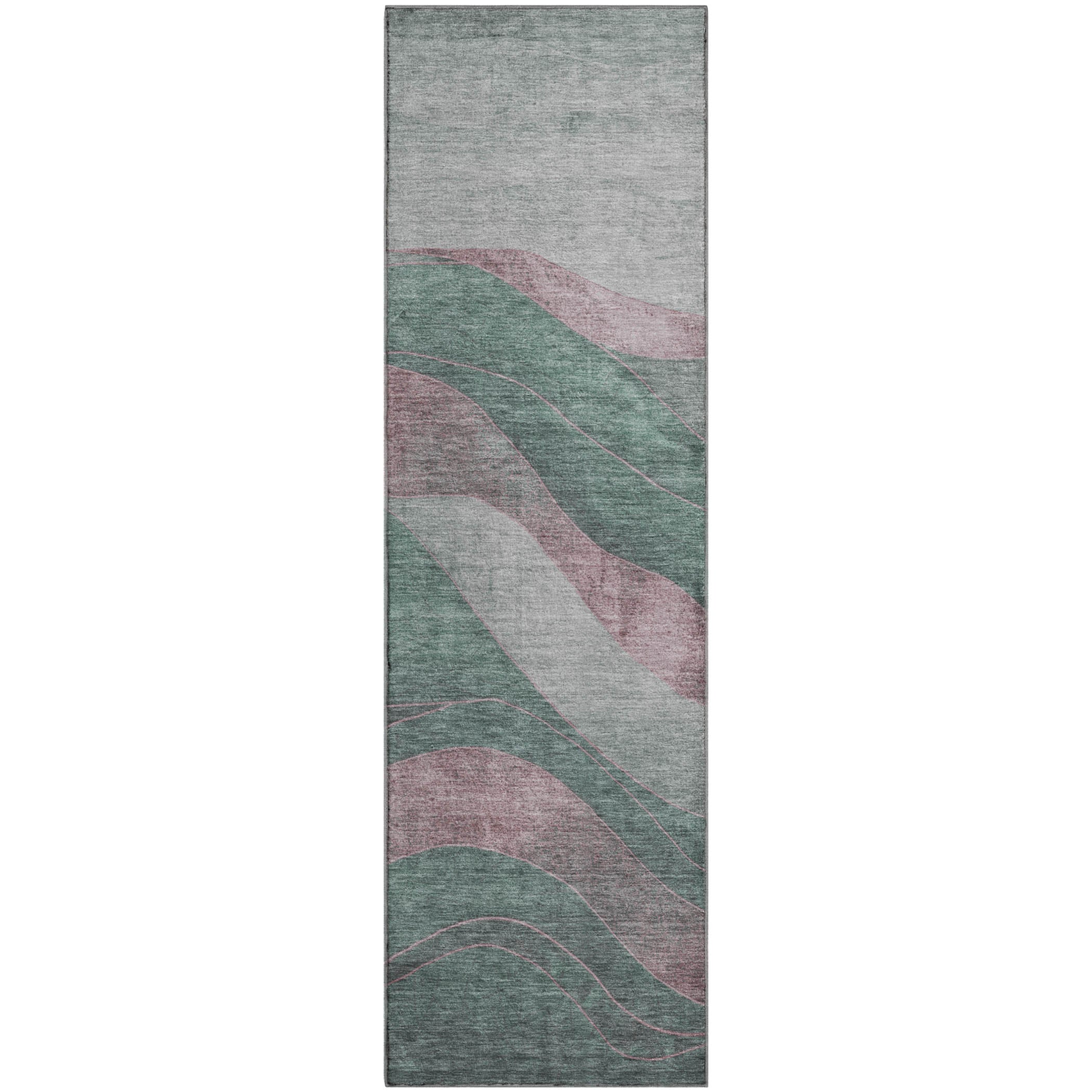 Nairobi Machine Washable Transitional Sage Green Rug 2'3" x 7'6" #shape_Runner