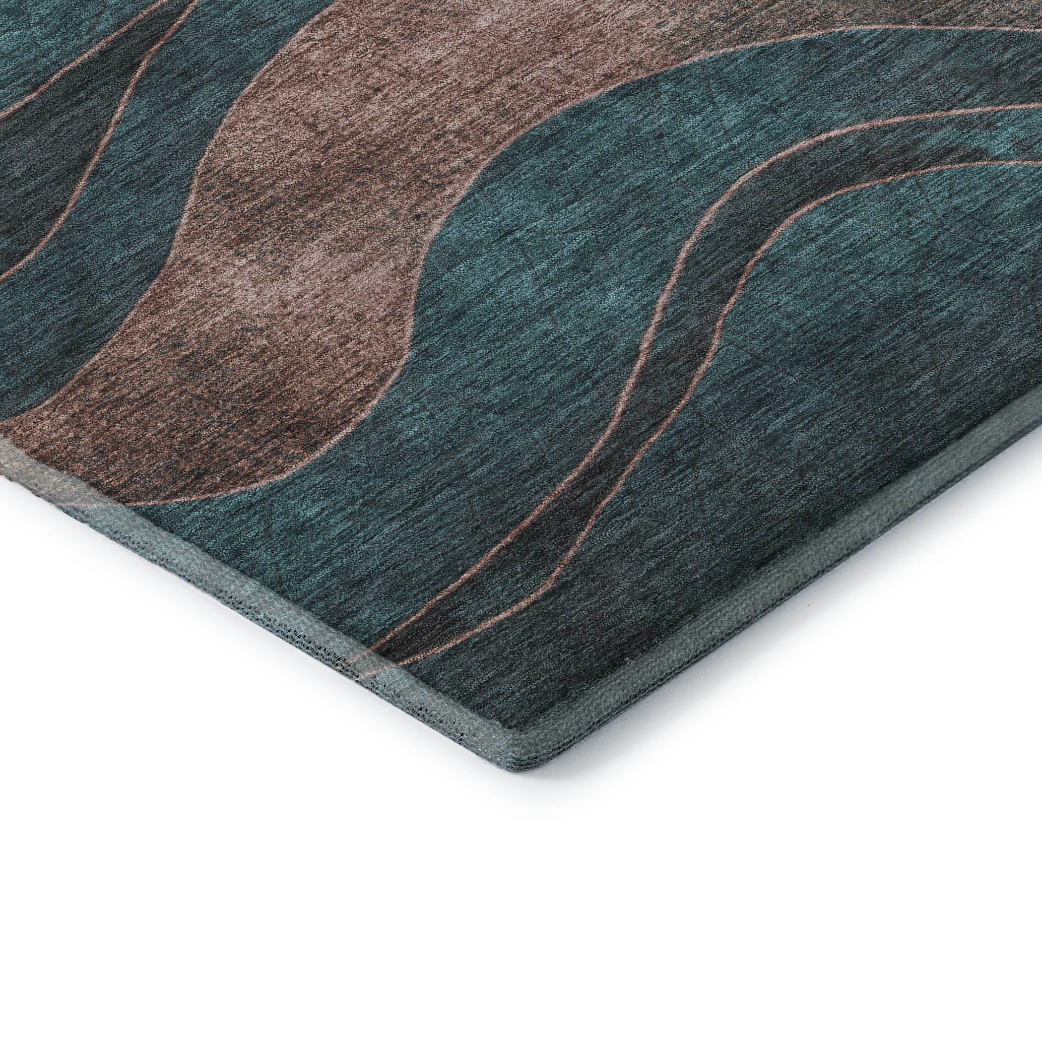 Nairobi Machine Washable Transitional Teal Rug 1'8" x 2'6" #shape_Rectangle