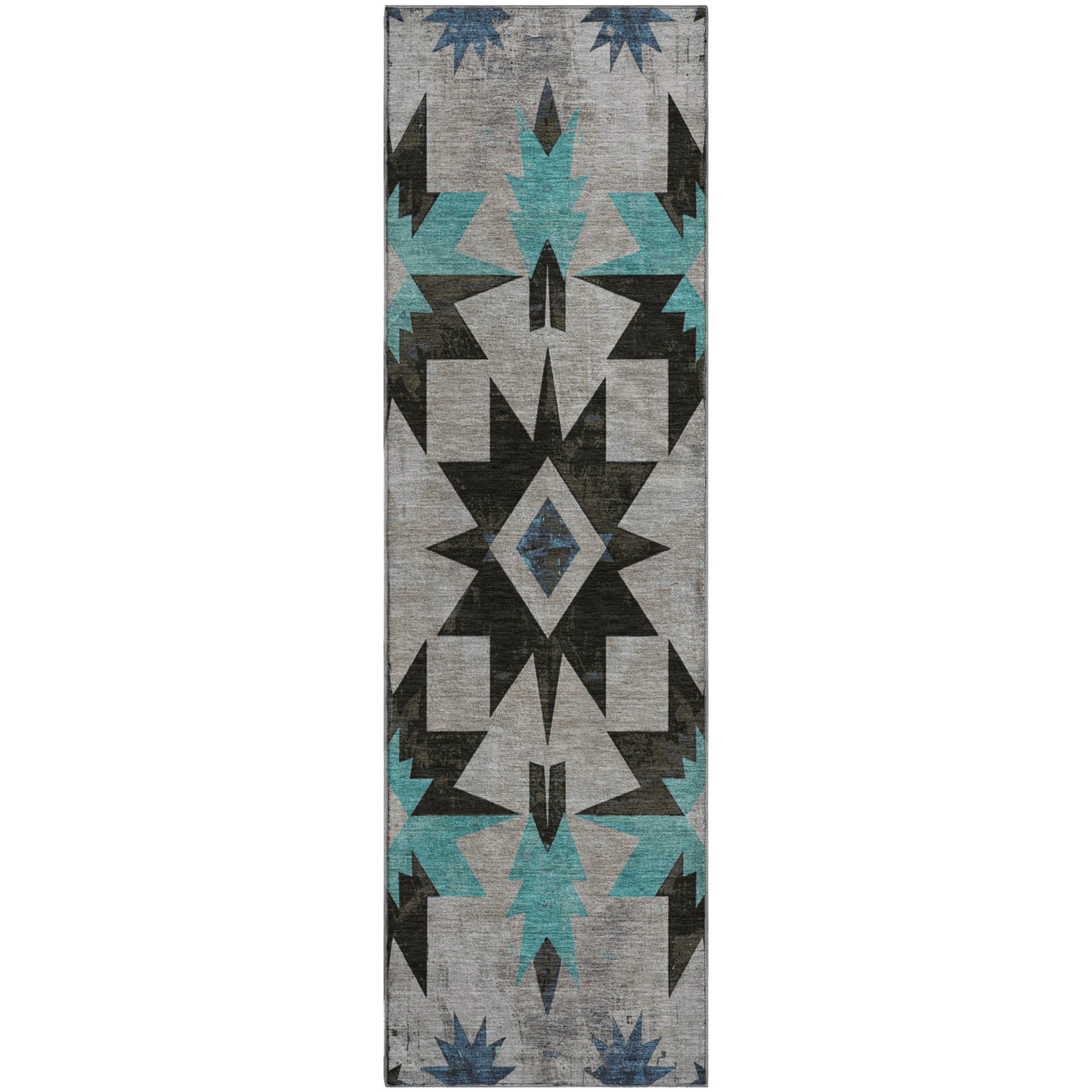 Chiang Mai Machine Washable Transitional Black Rug 2'3" x 7'6" #shape_Runner