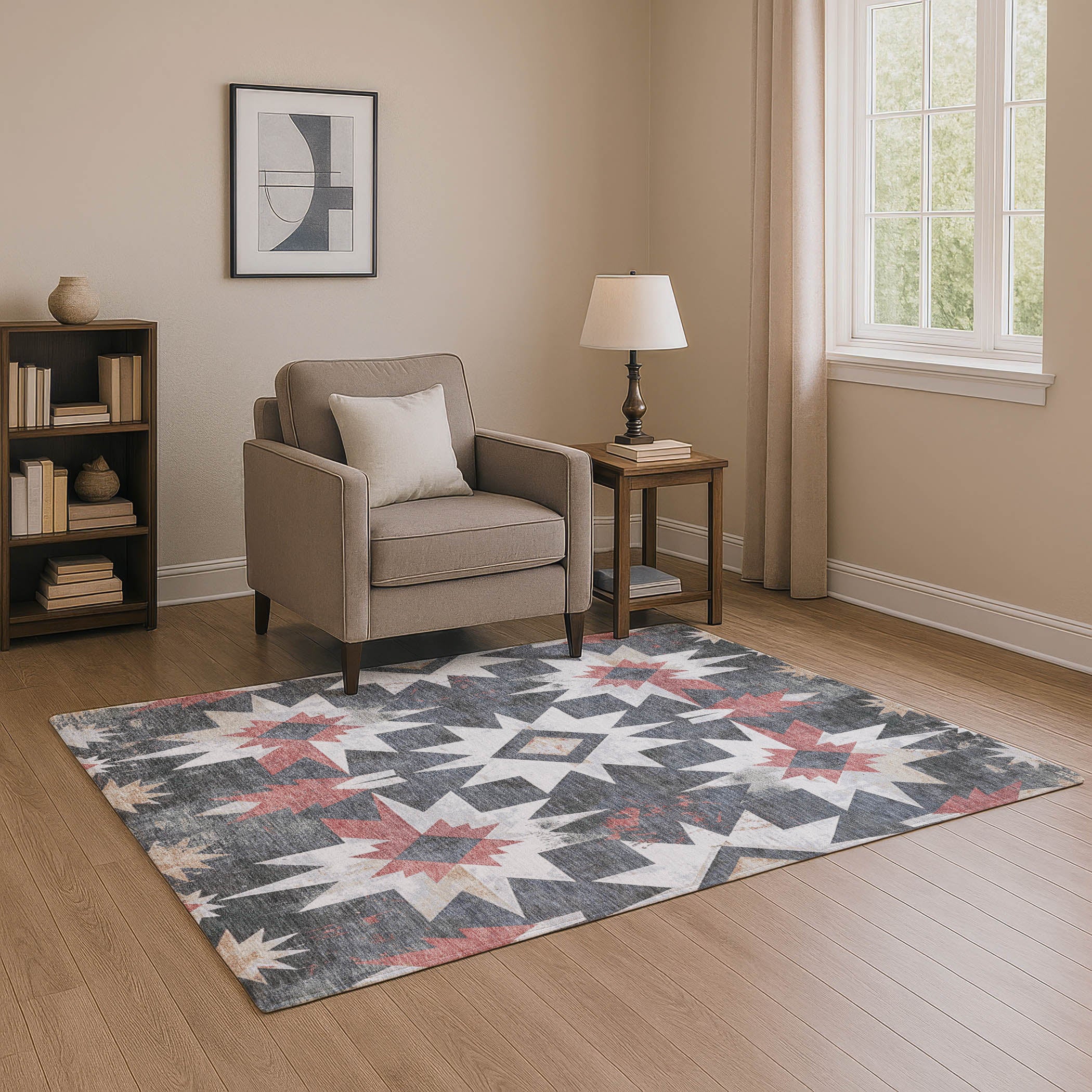 Chiang Mai Machine Washable Transitional Charcoal Gray Rug 2'6" x 3'10" #shape_Rectangle
