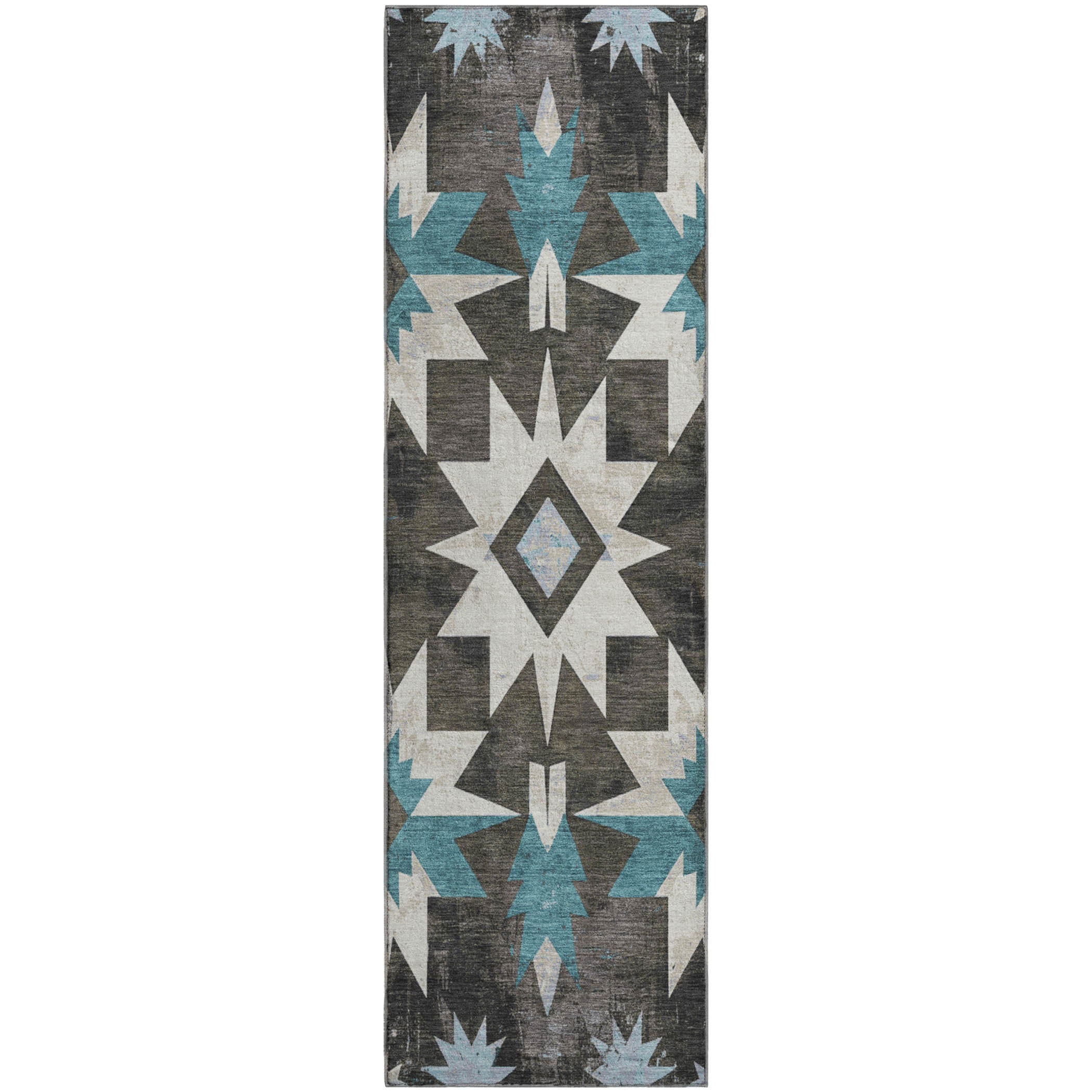 Chiang Mai Machine Washable Transitional Coffee Brown Rug 2'3" x 7'6" #shape_Runner