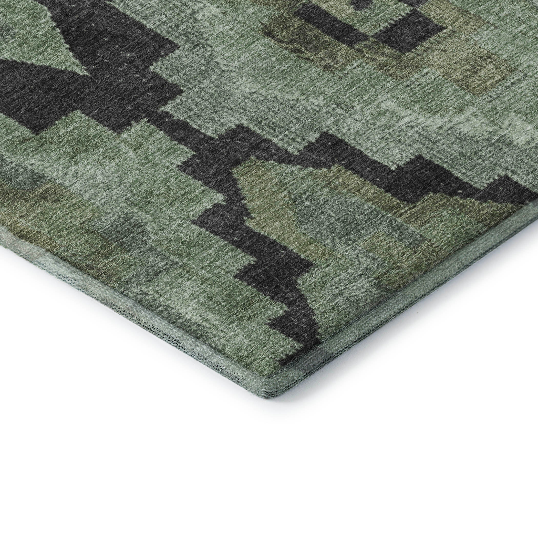 Cusco Machine Washable Transitional Aloe Green Rug 1'8" x 2'6" #shape_Rectangle
