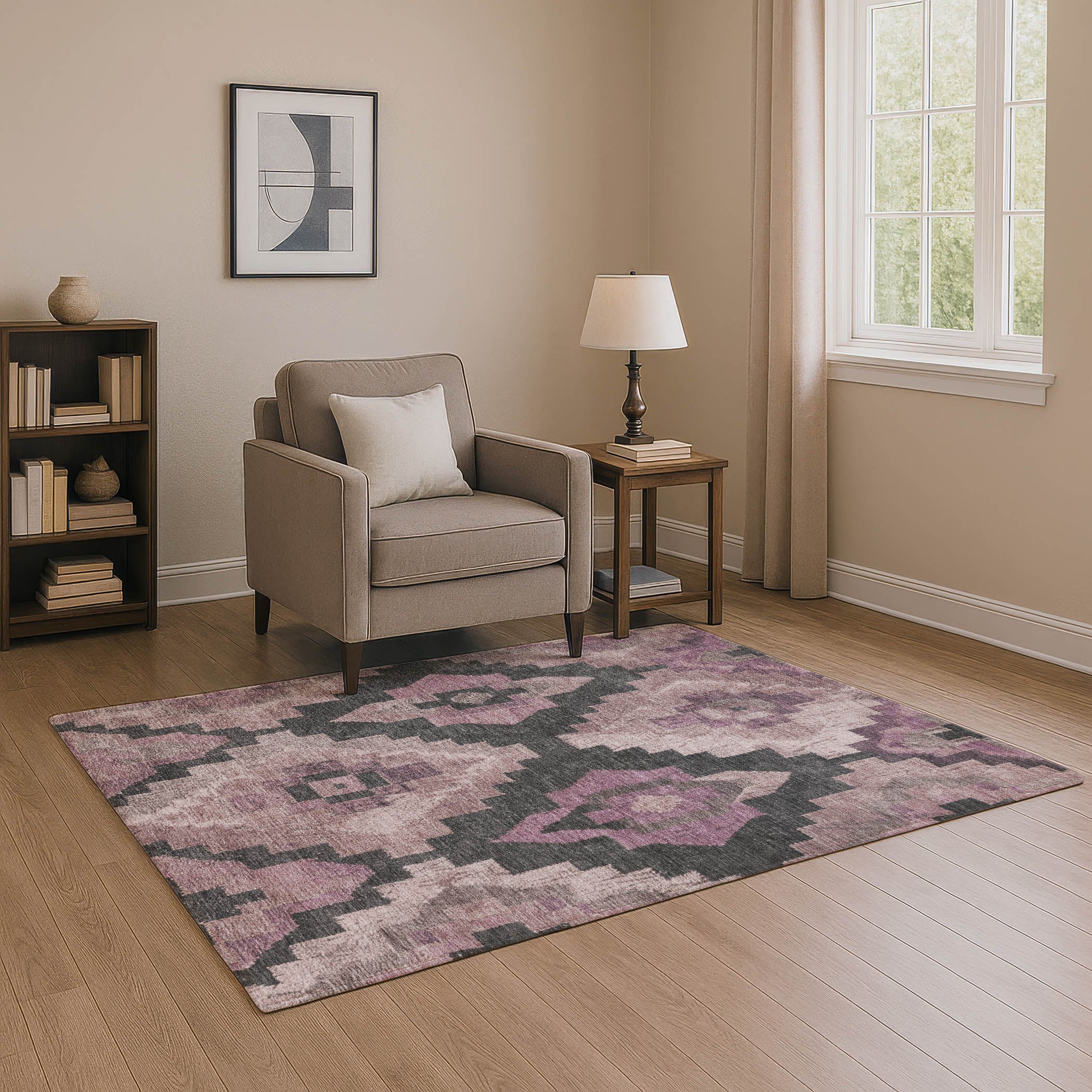 Cusco Machine Washable Transitional Blush Pink Rug 2'6" x 3'10" #shape_Rectangle