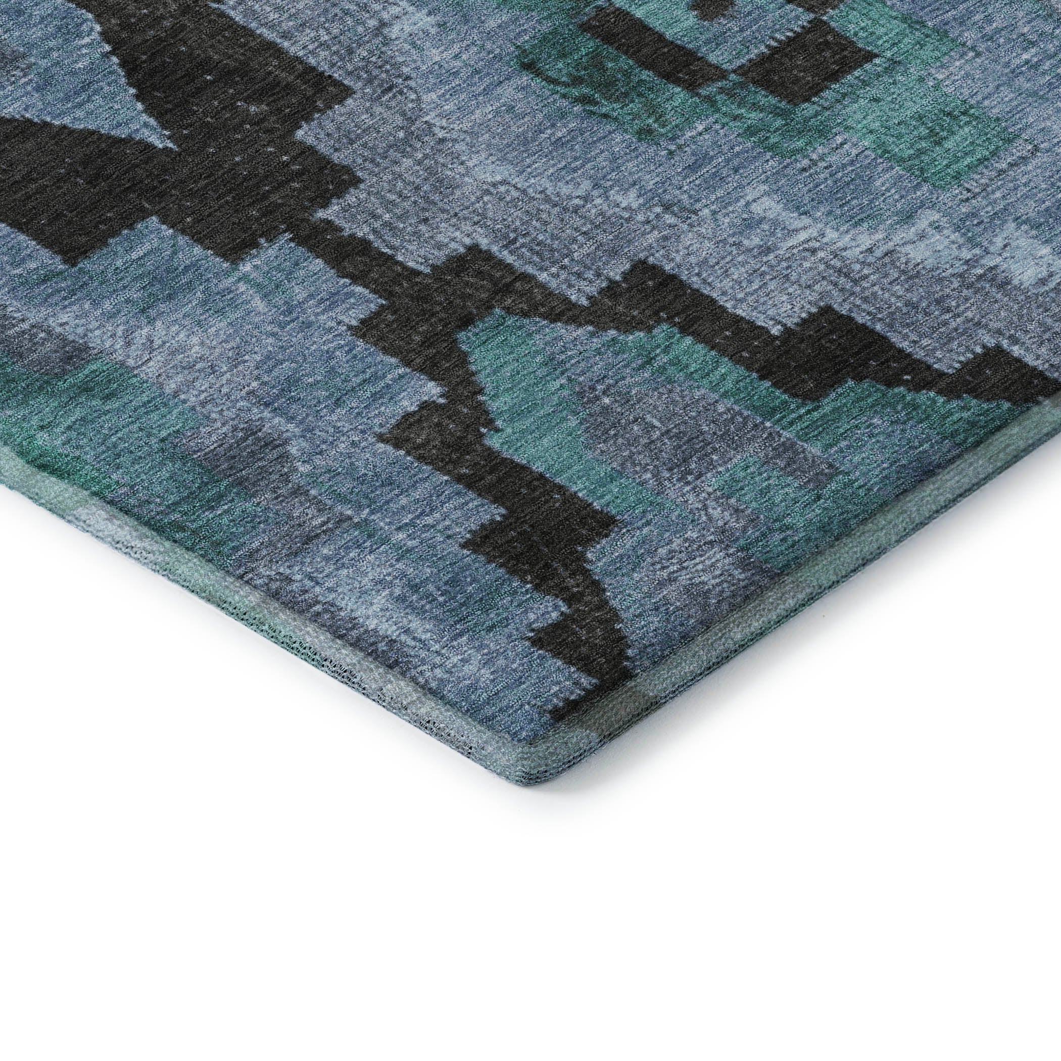 Cusco Machine Washable Transitional Teal Rug 1'8" x 2'6" #shape_Rectangle